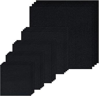20 PCS Linen Black Embroidery Fabric Pre-Cut Solid Color