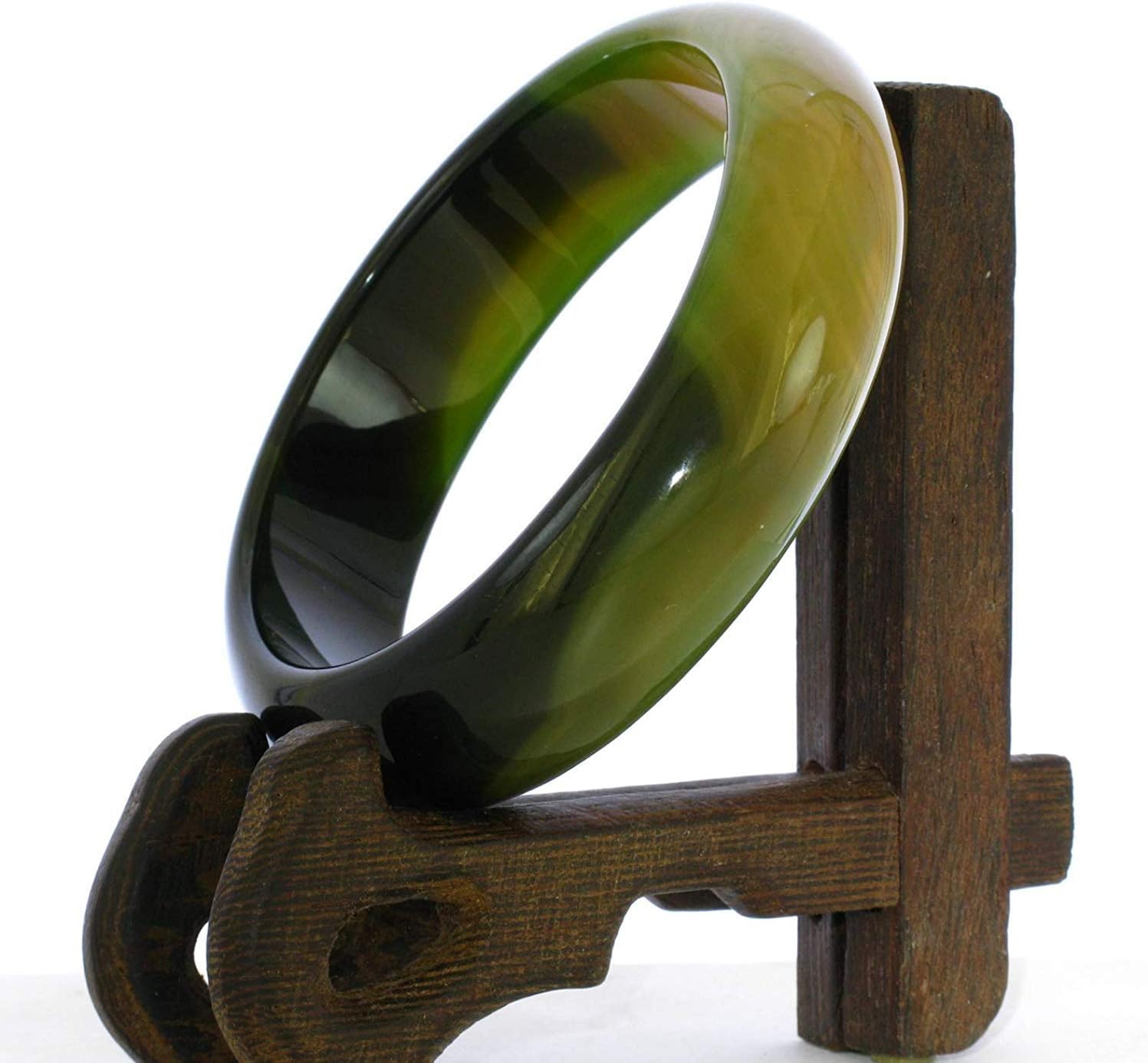 2.3" China Certified Nature Green Chalcedony Jade Women's Bangle Bracelets 6435