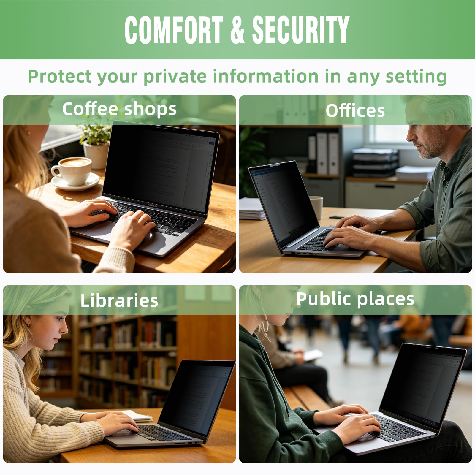 Filtro de privacidad magnético para portátil 15,6 Pulgadas 16:9, Privacy Pantalla Protector extraíble, Filtro de Pantalla antiluz Azul y antirreflejos para HP/DELL/Acer/ASUS/Thinkpad/Envy/XPS
