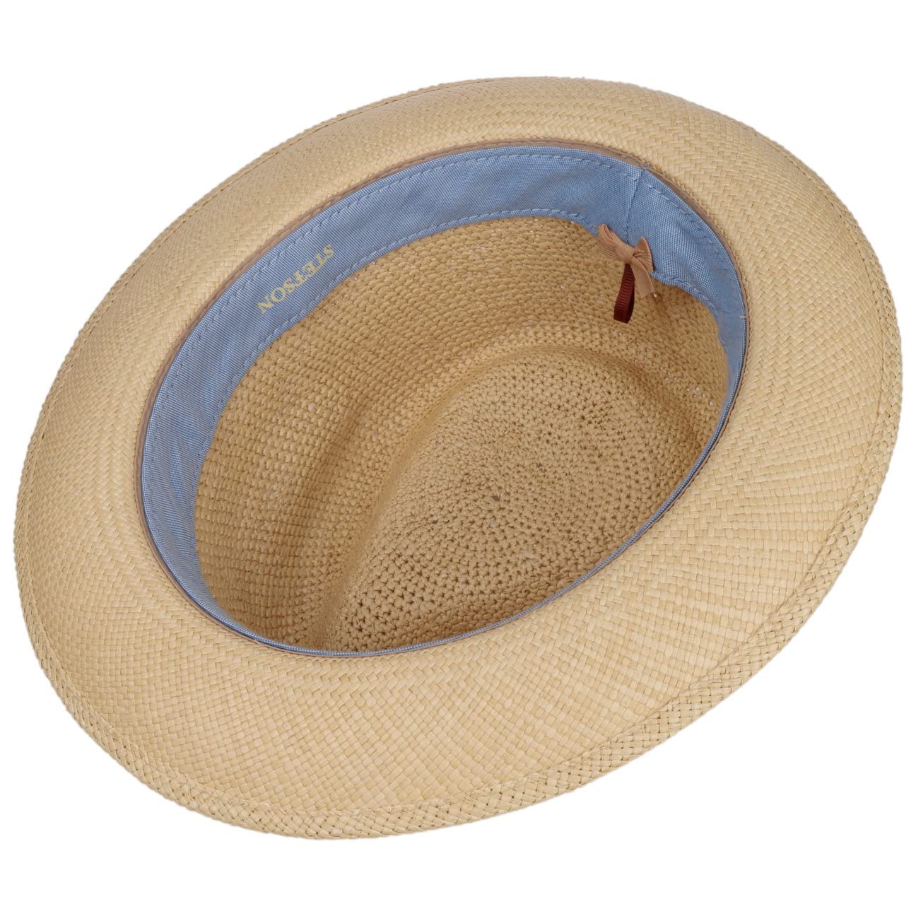 Stetson Madison Sombrero Fedora de Paja Panama Efecto Crochet con Banda de Tela Hombre Primavera Verano