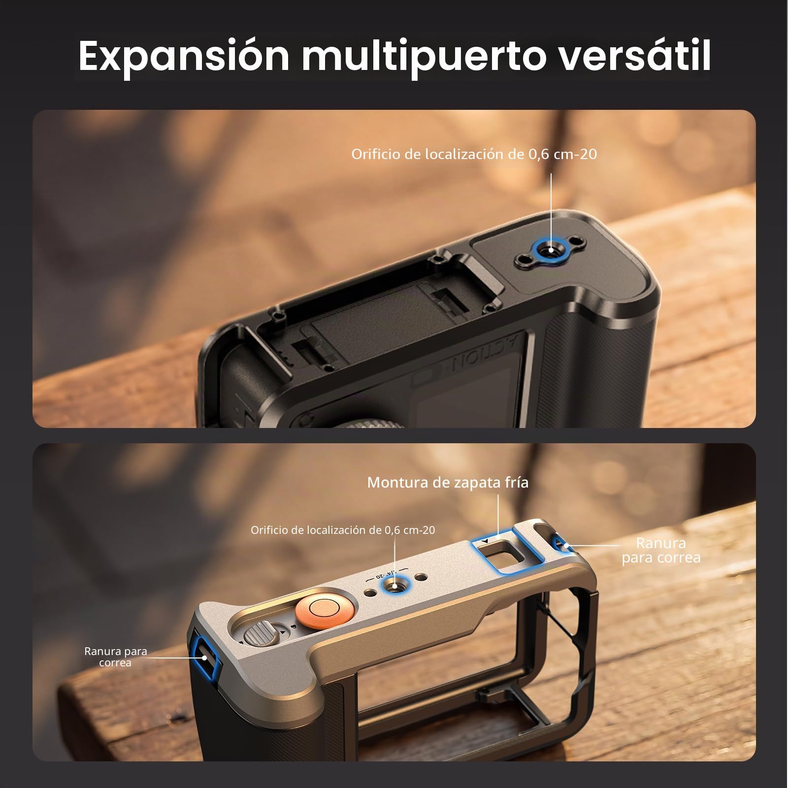 SMALLRIG Kit de Empuñadura Urbana para DJI Osmo Action 6, Jaula de Aluminio con Zapata Fría, Correa de Hombro, Anillo Protector de Lente, para Fotografía Callejera - 5891