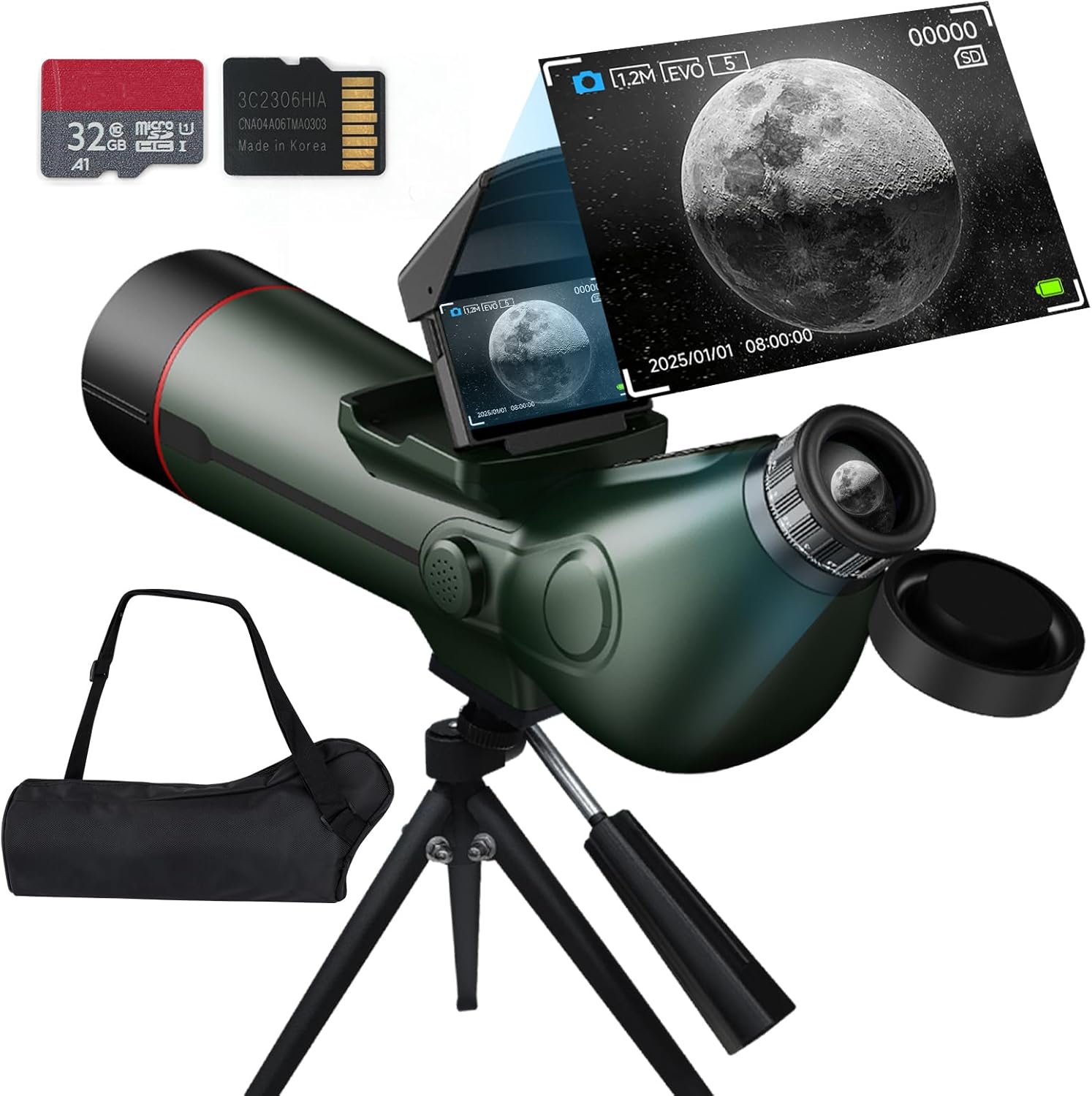 Smart Telescope, Professional Refractor Auto-focus Portable Digital Electronic Telescopes with 4K Astrophotography Camera, Internal And Externat Dual Screens Spotter for Adults and Beginners Astronomy