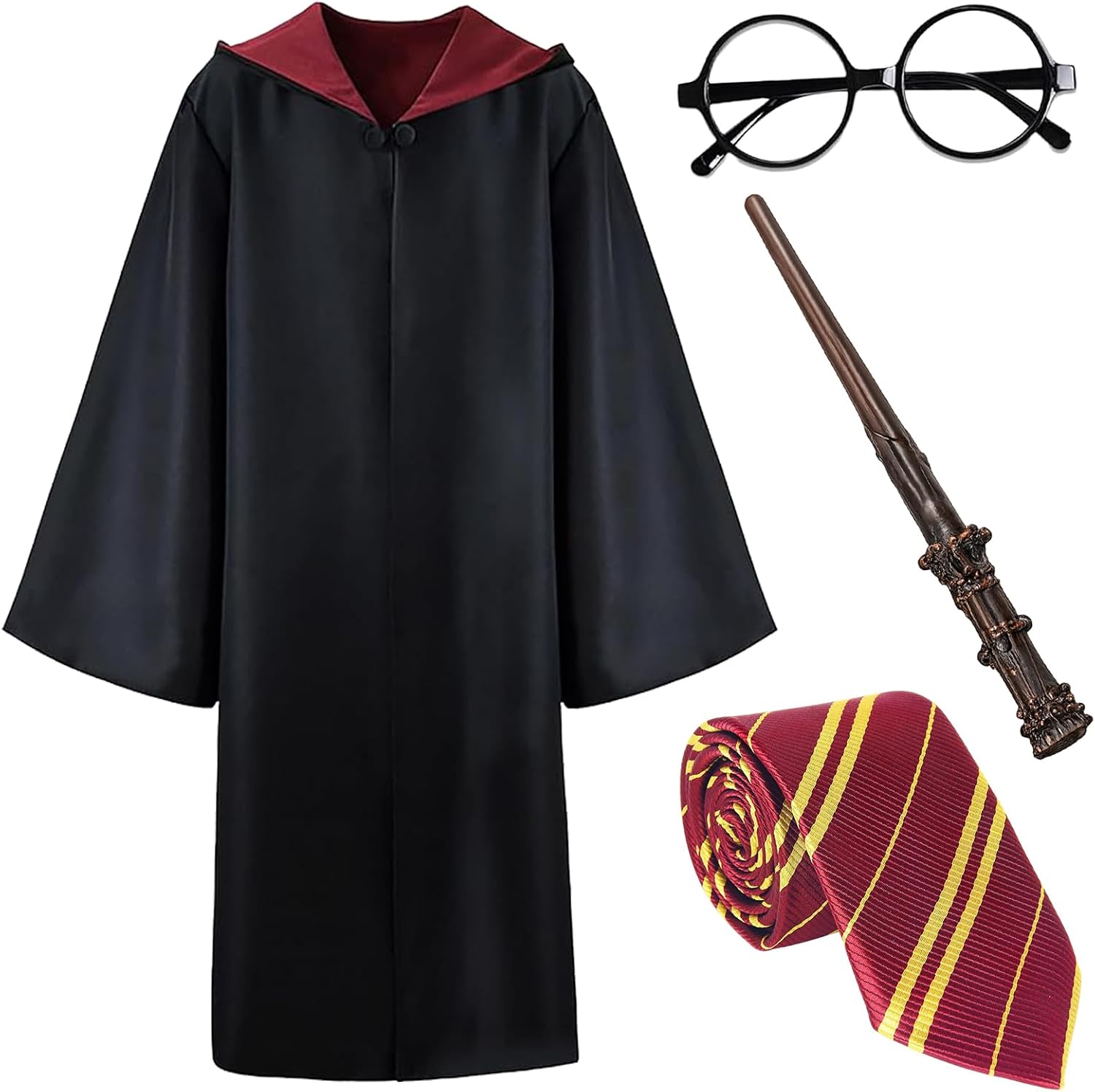 Wizard Costume Accessories Set with Robe,Magic Wand for Kids Adults Girls Boys Halloween Dress-up Party Cosplay