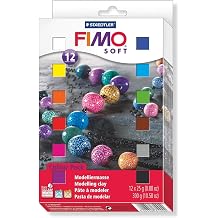 Staedtler Fimo Soft 8023 02 Pack of Modelling Clay / 24 Half Blocks x 25 g / Assorted Colours