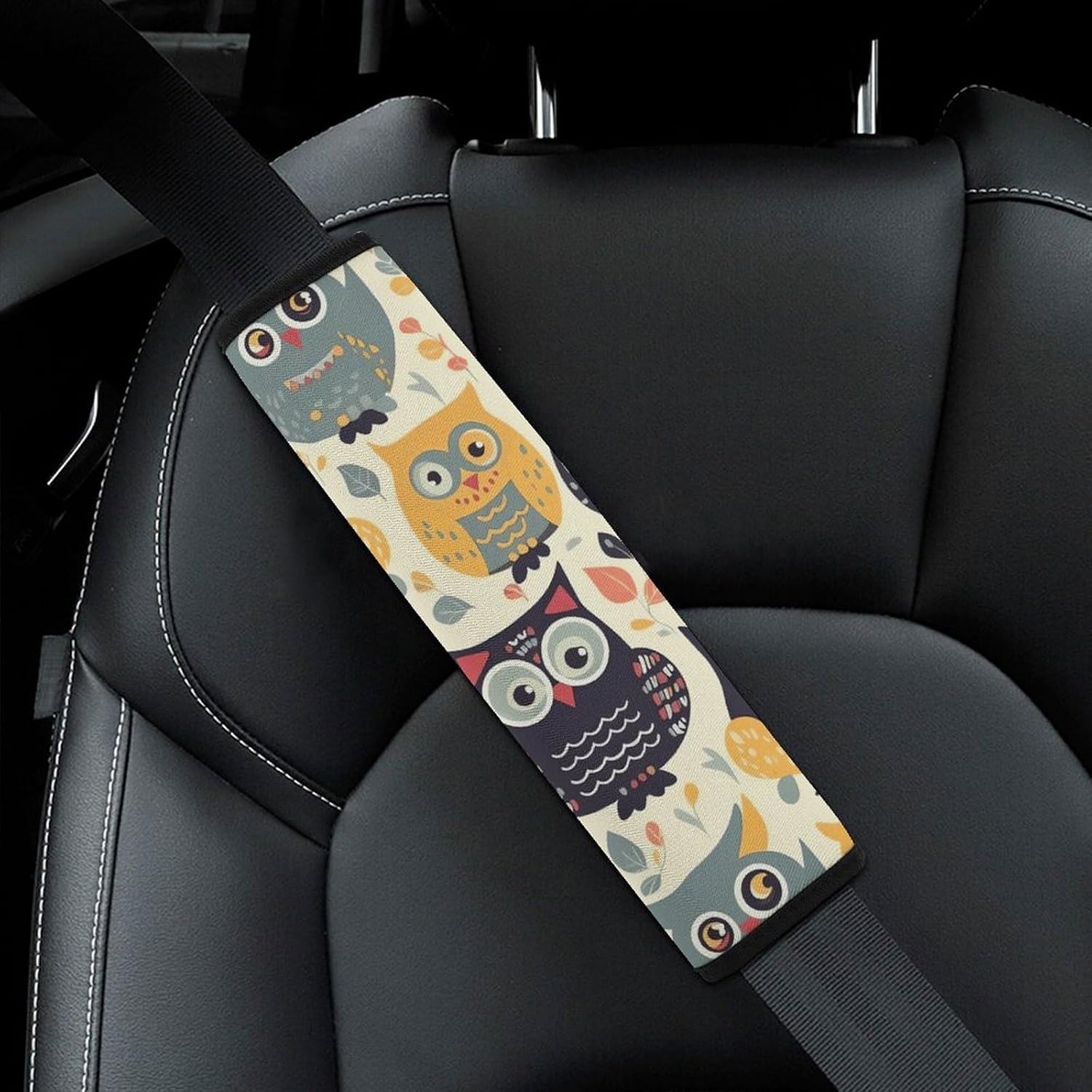 Car Seat Strap Covers Set of 2 Animal Cartoon Owls Car Seat Belt Cover Super Soft Car Seat Straps Shoulder Pads Automotive Seat Belt Cushion Pads for All Car Seats