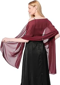 CHUNG Women Chiffon Shawls Sheer Evening Dress Fashion Scarves for Bride Wedding Stole Accessory