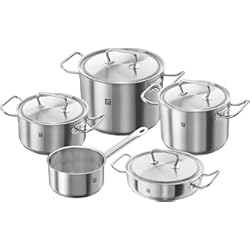 Bateria De Cocina El Volcan ZWILLING Batería de Cocina de 5 Piezas, 4 Tapas, Apto para Inducción, Acero Inoxidable, Twin ClassicC, Ø 16cm, Ø 20 cm, Ø 24 cm