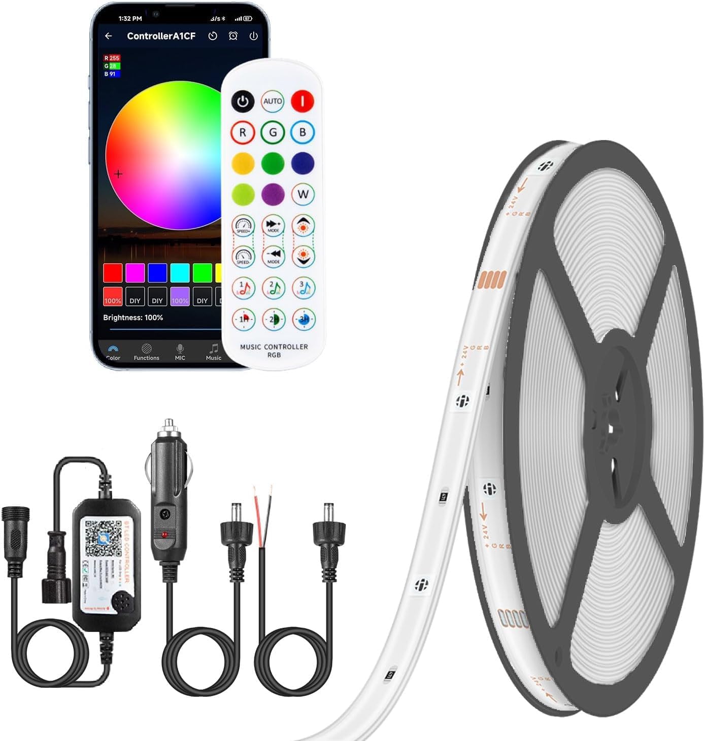 Boat Led Light 33FT, 12V RGB Waterproof Pontoon Boat Lights Exterior, IP67 Upgraded Marine Boat Interior Lighting with App for Pontoon, Deck, Bass, RV, Fishing Kayak