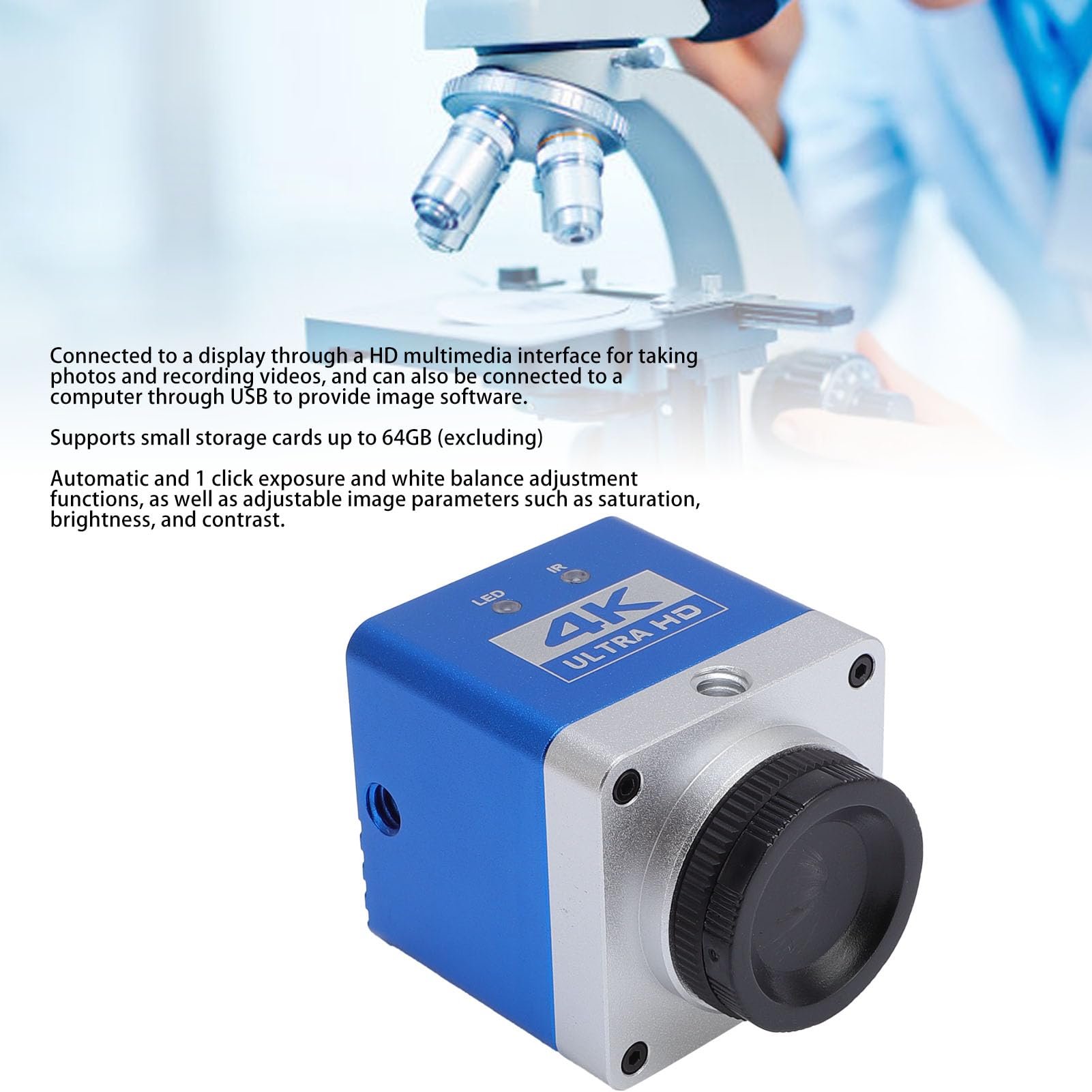 CAMERA Industriale del Microscopio HD 4K 8.3MP 3840x2160 Risoluzione 1/1.8 Interfaccia Display HD TIPO DI VISUALITÀ C TIPO CAMERA DI USCIO DI USCIO