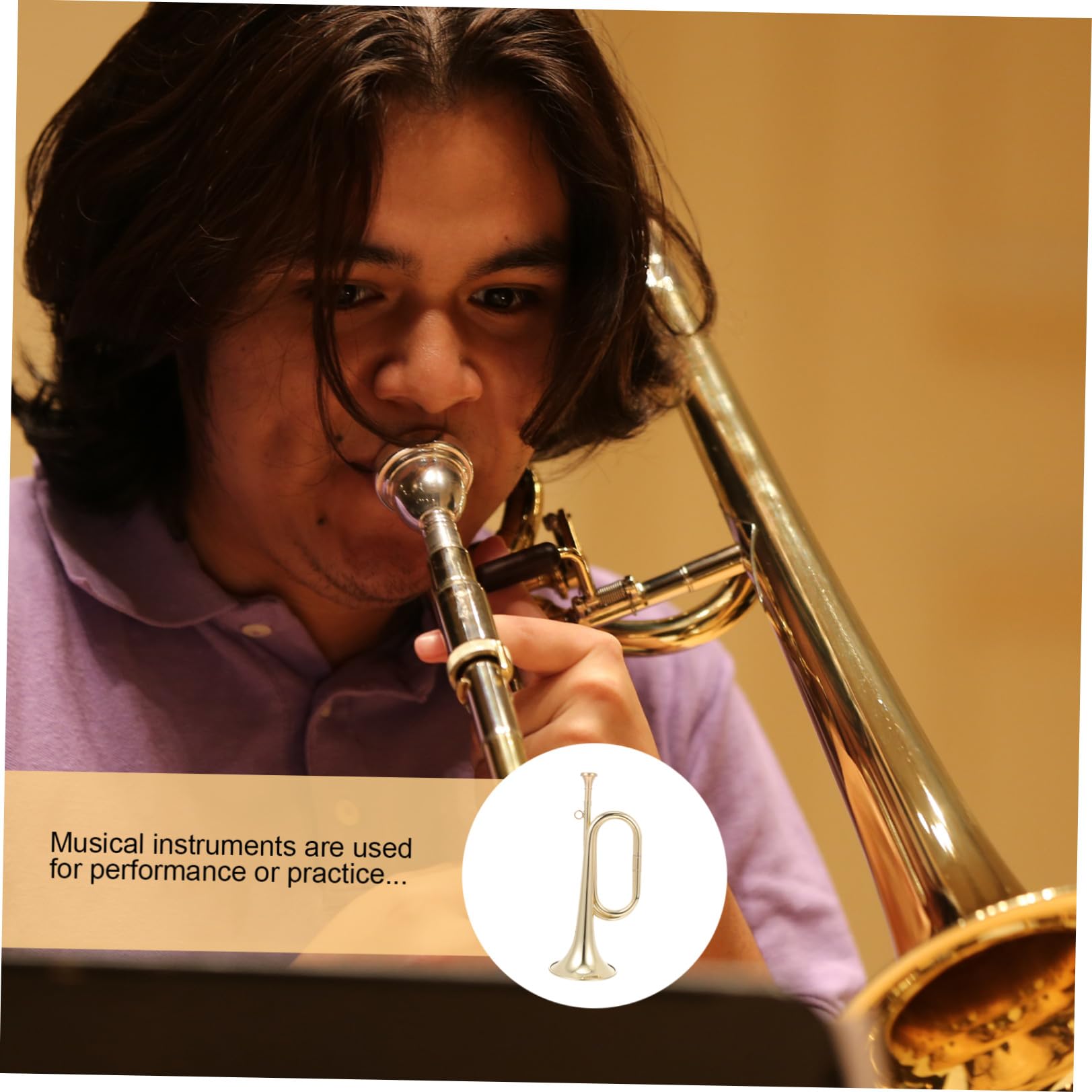 Tromba Militare come Regalo Strumento Musicale Design Creativo Colore Oro in Ottone per Ragazzi , per Scrivania per Inaugurazione Casa