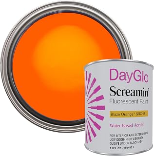 DayGlo Fluorescent Water-Based SRX Low Odor Latex Paint – Blaze Orange SRX-15, High Visibility Neon Color for Interiors, Crafts, Safety, and DIY Applications, Quart