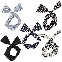 5pcs Wired Hair Tie Twist Bow Headband Scarf Wrap Hair Accessory Hairband