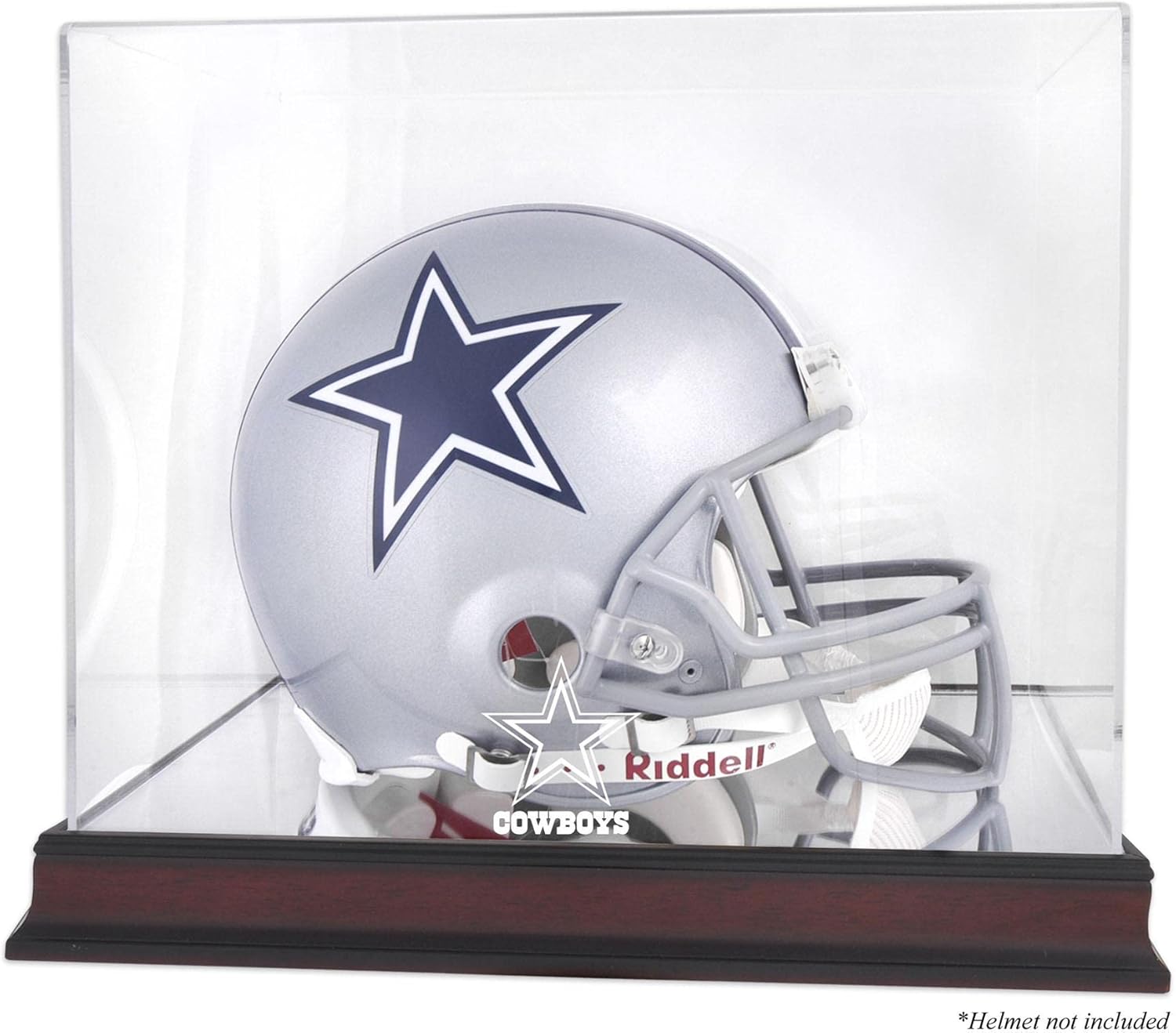 Dallas Cowboys Mahogany Helmet Logo Display Case with Mirror Back - Football Helmet Logo Display Cases ''Case Only''