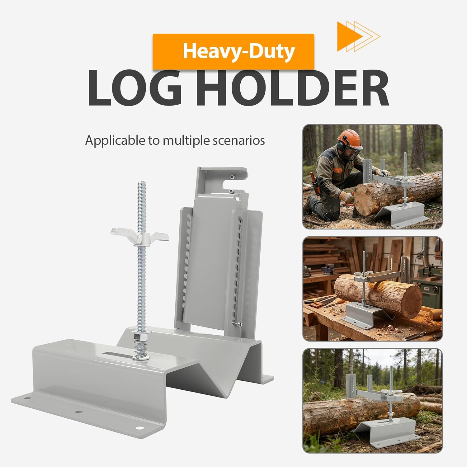 Heavy Duty Lumberjack Tools Log Lock Holder Clamp Lock Adjustment Wood Vice for Woodworking Cutting Suitable for 2-1/2" - 8" Larger and Coarser Logs Steel