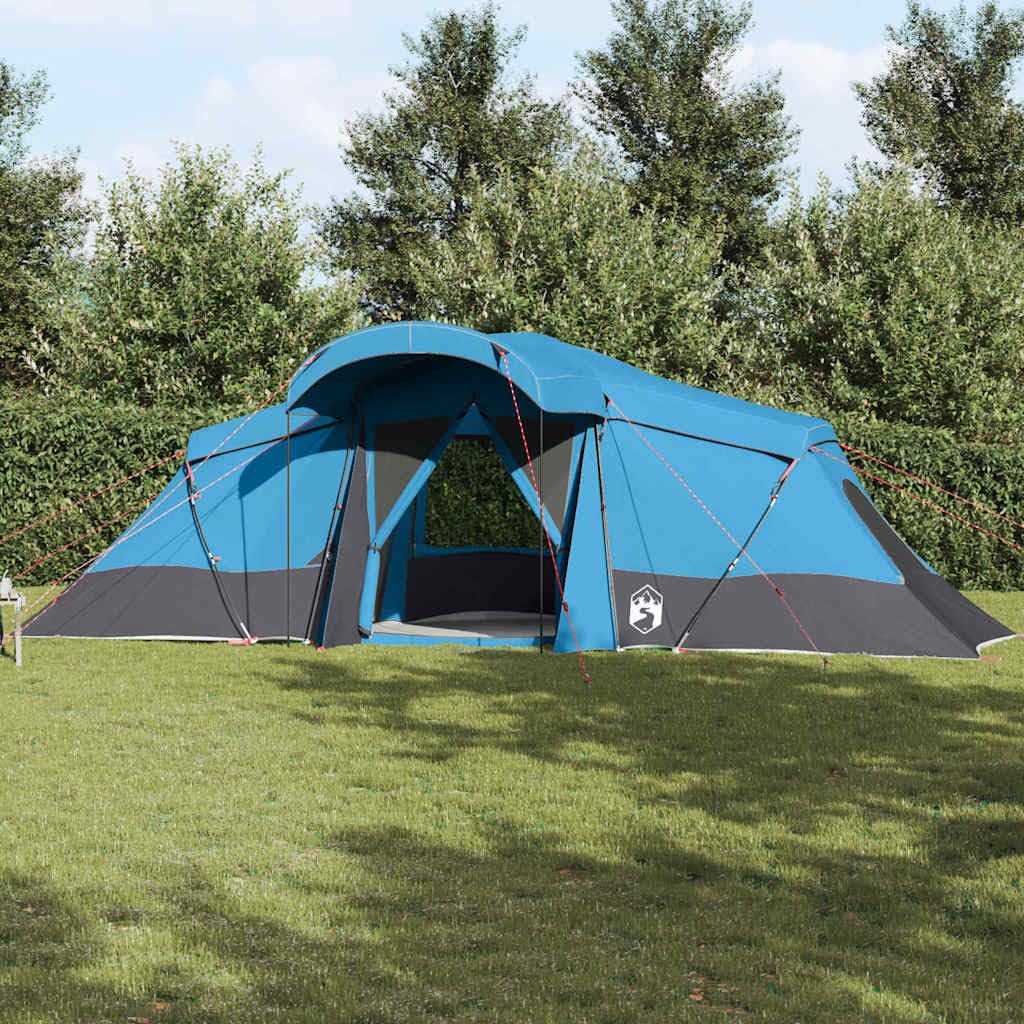 Familienzelt Grün Grau aus Polyester mit Fiberglasgestänge x x, wasserdicht, UV-beständig, mit Vorraum, Moskitonetz, doppelwandig für Camping, Festival, Outdoor
