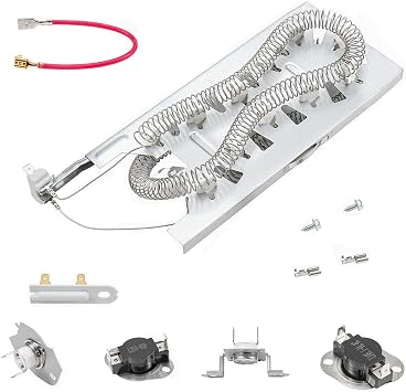Heating Element Kit for Whirlpool Cabrio Dryer WED8000DW4, WED7500GC0/W0, WED5605MW0, GEW9200LW1/0/2, WED5100HW3/1/0, WED8500DC4, WED5500XW0/1, WED5620HW2/1/0, WED5600XW0, WED5100HC1 Replacement