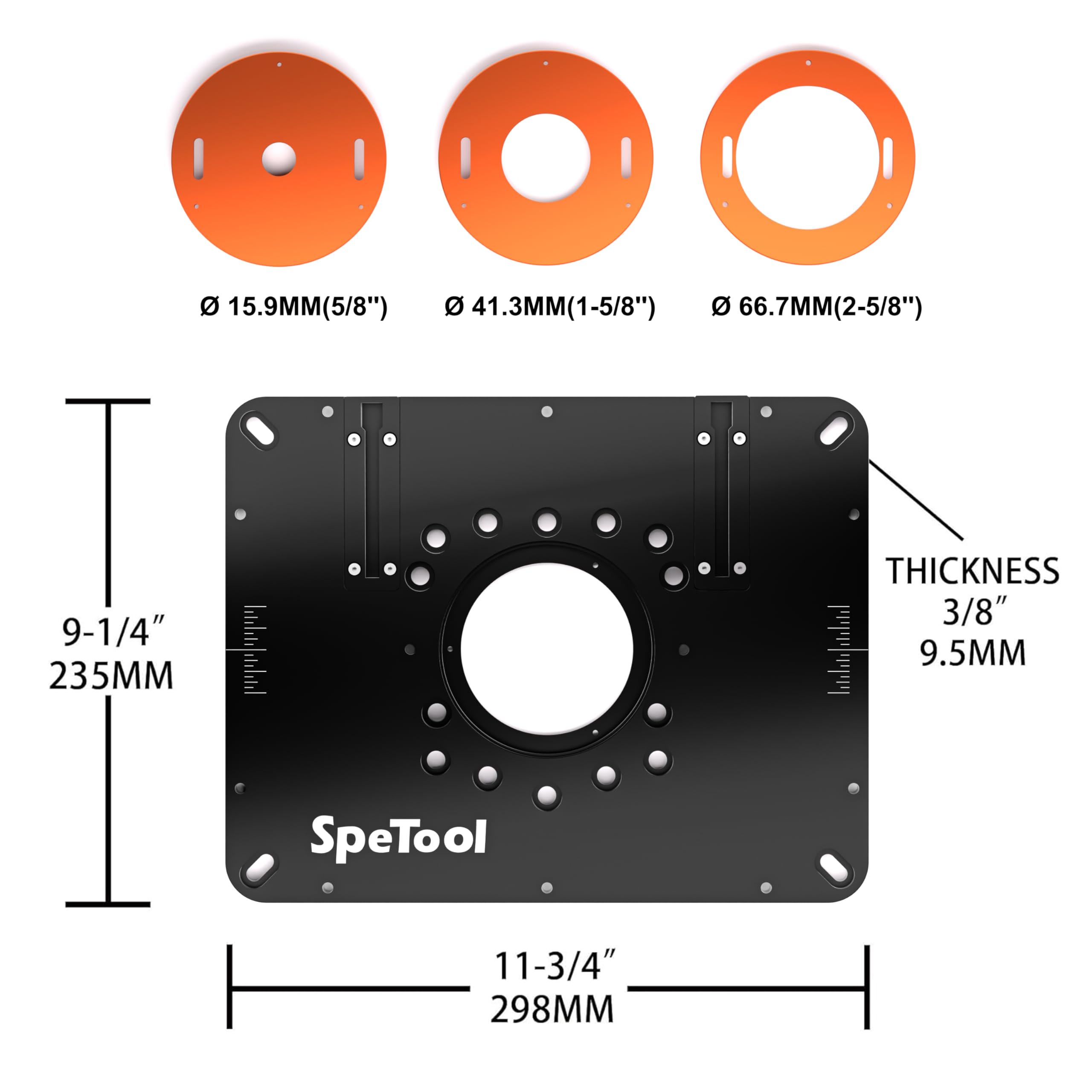 SpeTool Mesa de fresado de aluminio, placa de fresado con aspiración de polvo ajustable, placa de fresado preperforada, compatible con la mayoría de fresadoras superiores