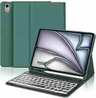 Coque Clavier AZERTY Français Pour IPad Air 11 (2024) – Clavier Bluetooth Détachable, Avec Fente Pour Stylet, Vert Clair