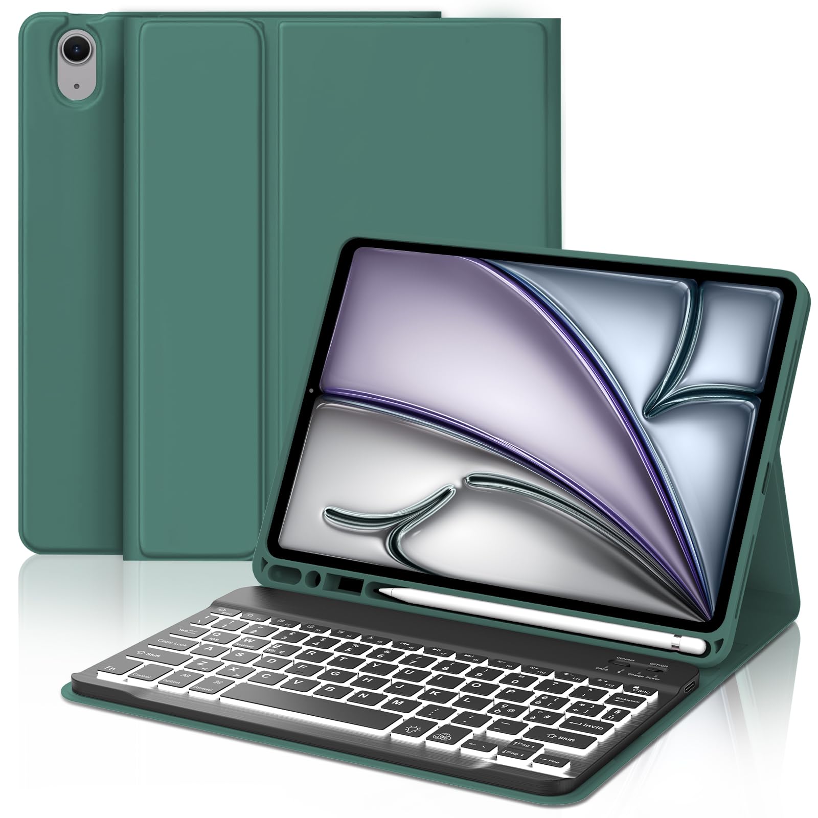 KBCASE Coque Clavier Pour IPad 10Ème Génération, AZERTY Français, Coque Clavier