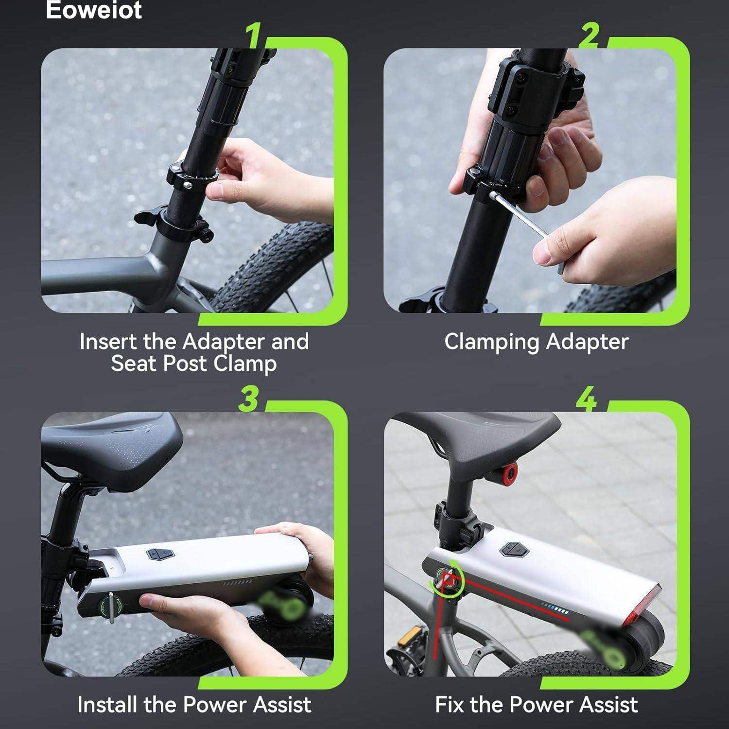 Kit di conversione per Bici elettrica Portatile, Dispositivo di pedalata assistita, Design Leggero da 2 kg, autonomia di 50 km per Bici da Strada e da Città.