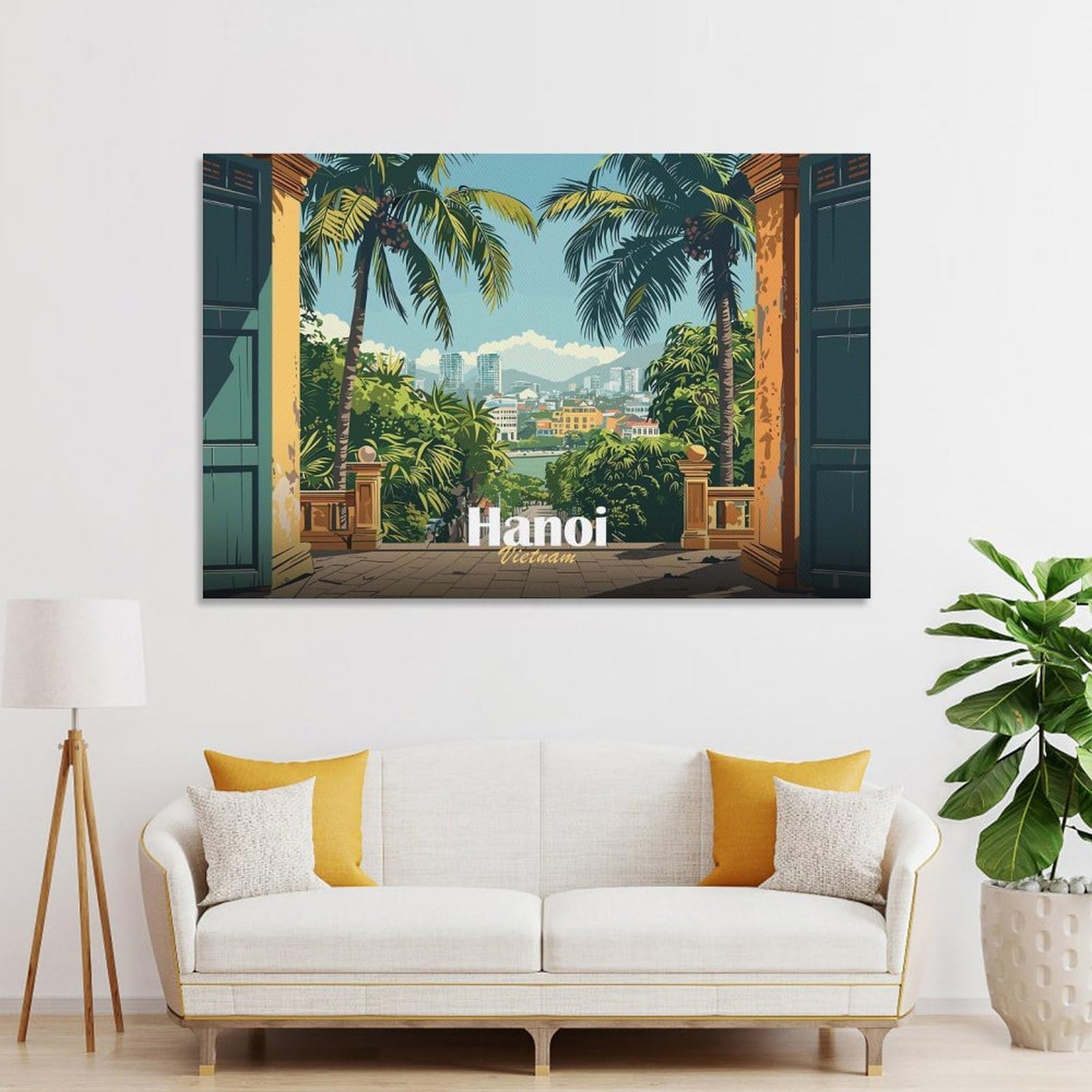 Junmoney Hanoi Cityscape View Canvas Wall Decor, 08x12inch(20x30cm), for Home Lounge, Bedroom Or Reading Nook, Modern Wall Decor for Cosy Interiors