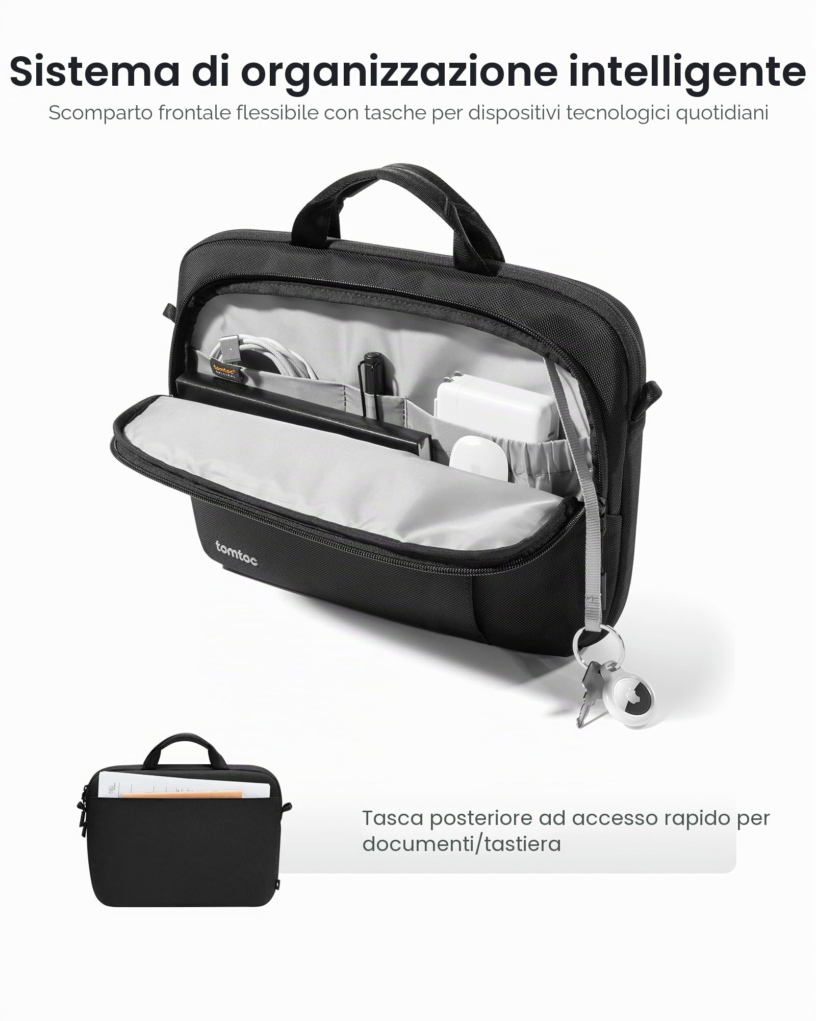 tomtoc 360° Borsa per Laptop con tracolla per 2024 14 Pollici Nuovo MacBook Pro M4/M3/M2/M1, 13,5 Pollici Surface Laptop 6/5/4/3, Borsa a tracolla per Computer per l'Ufficio e il Lavoro