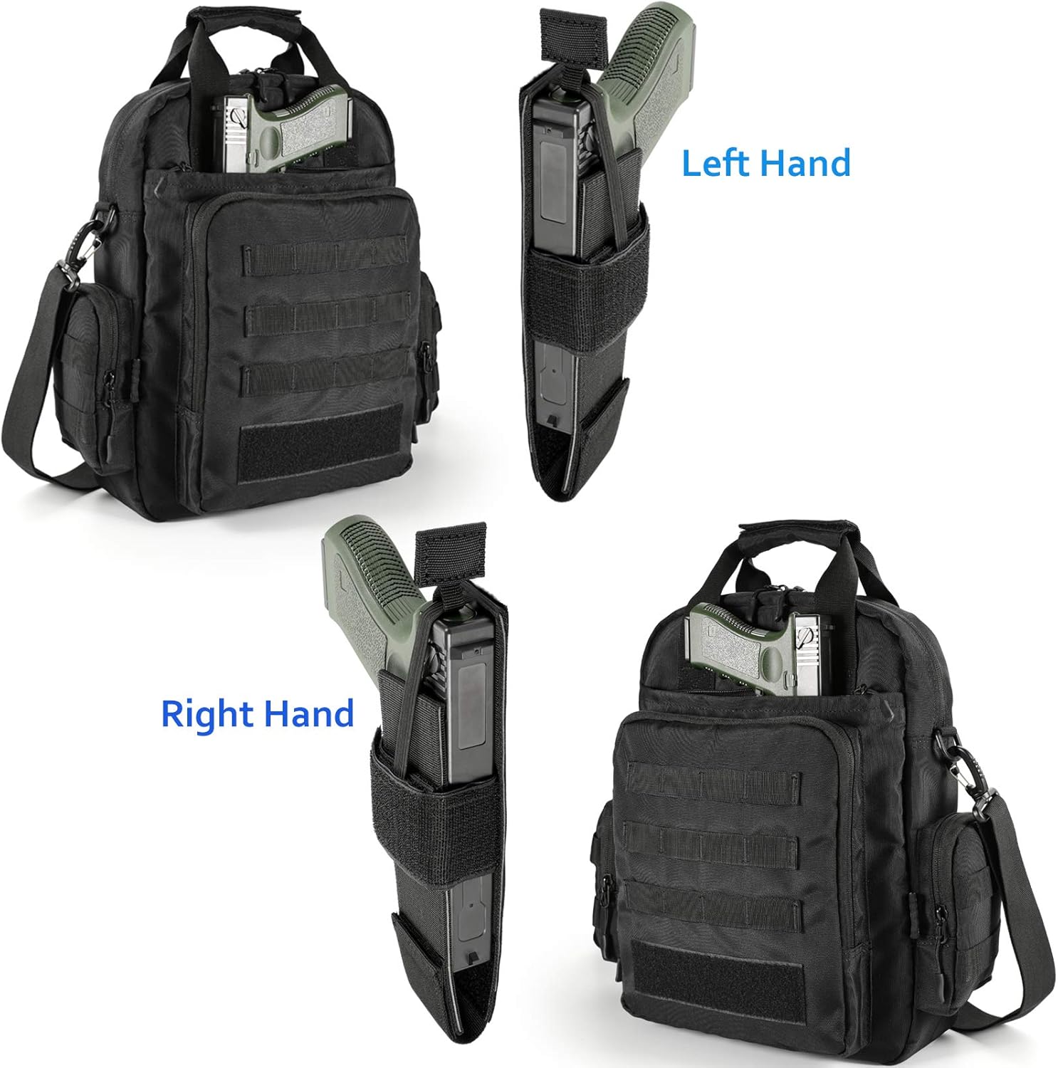 Tactical Molle Bag Concealed Pistol Pouch Multipurpose Carry Gun Bag Waist Molle Bag Fanny Pack with Pistol Holster in 9 inch Length