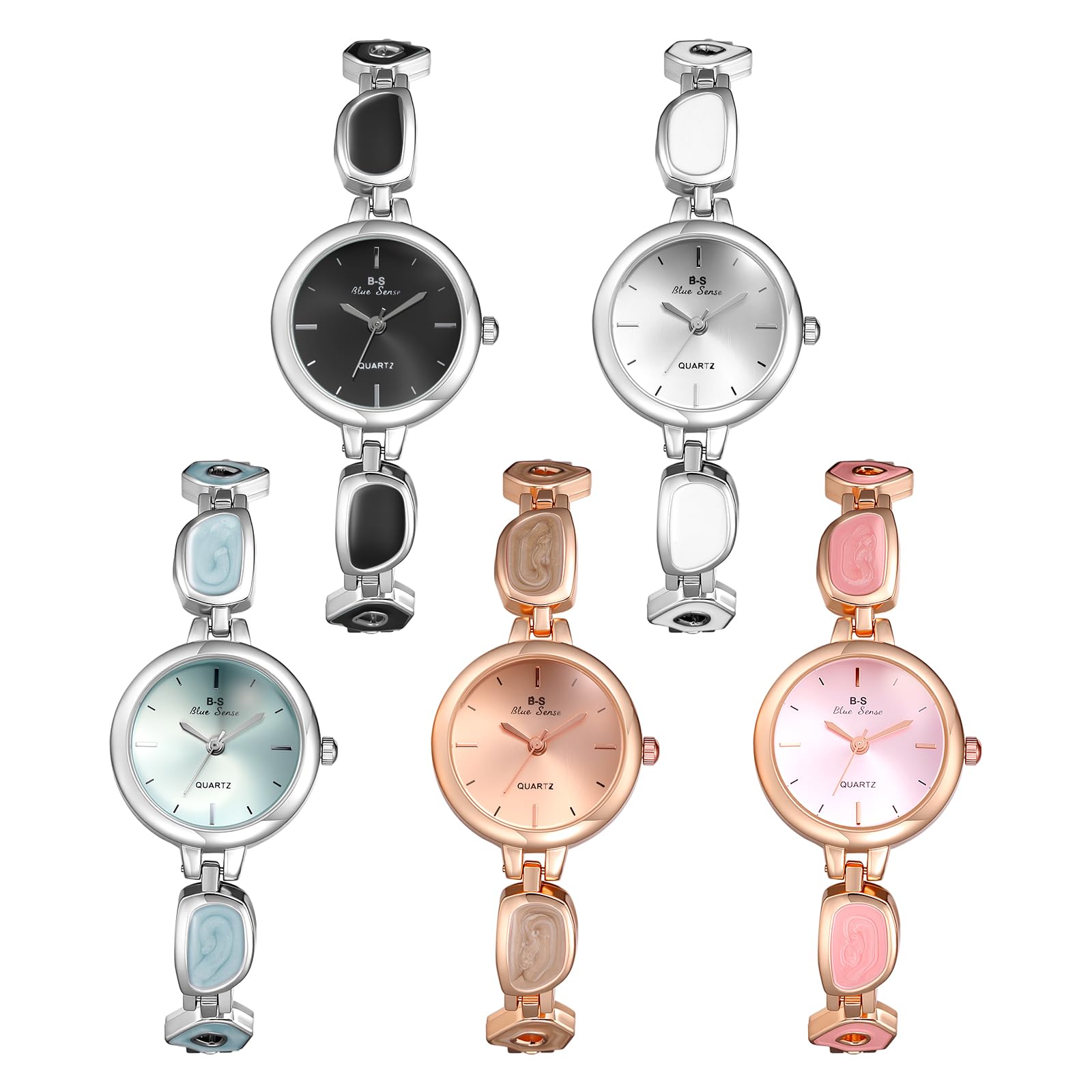 JewelryWe Reloj de pulsera gruesa para mujer: reloj de pulsera abierta de acero inoxidable en tono dorado, esfera analógica de cuarzo fácil de leer con números romanos con detalles de circonita cúbica