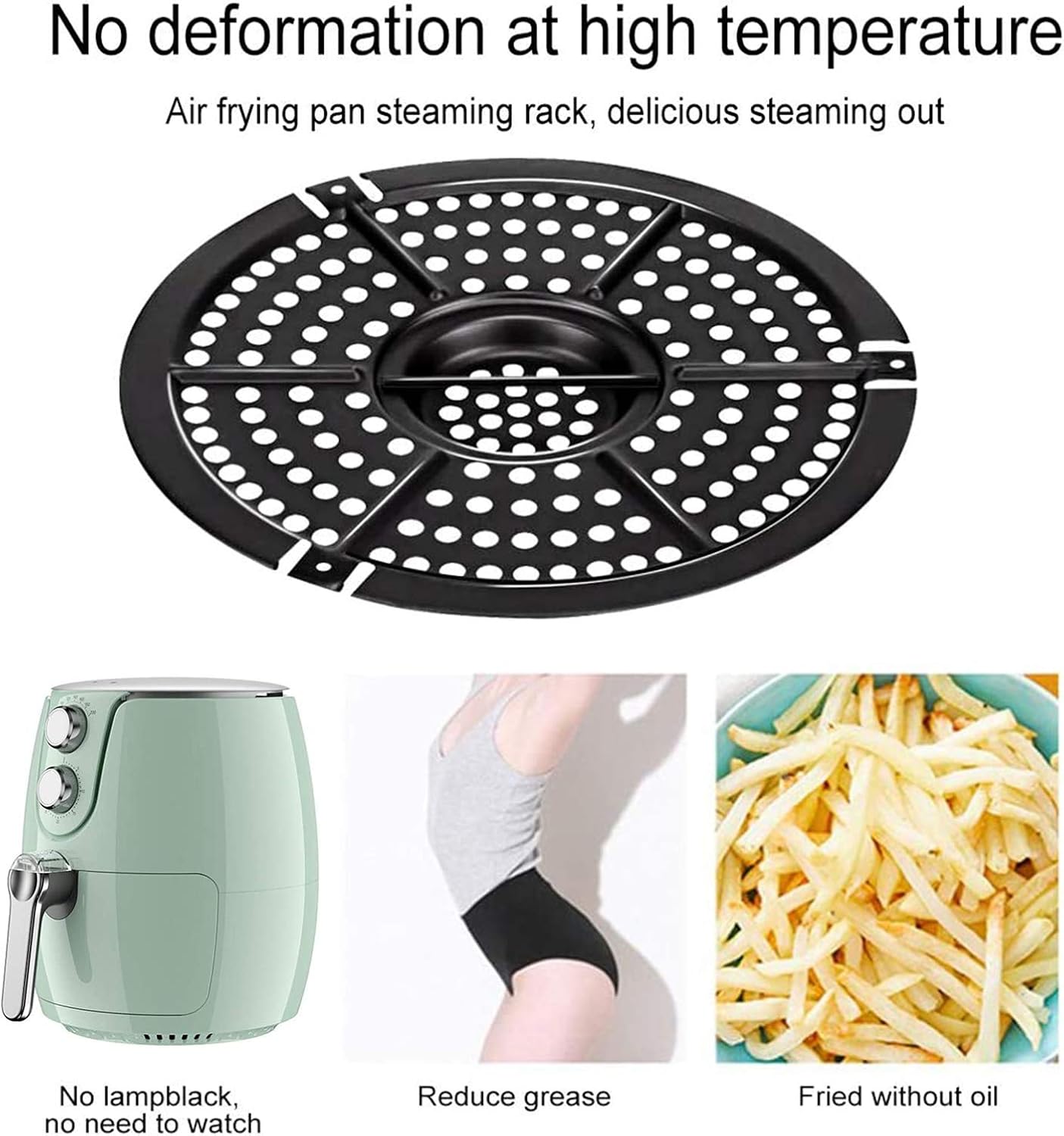 Air Fryer Grill Pan Replacement, 7.48'' Air Fryers Accessories, Non-Stick Fry Pan Crisper Plate For Gowise, Powerxl, Gourmia, Dash, Emeril Lagasse Air Fryer Pans, Dishwasher Safe (7 inch)