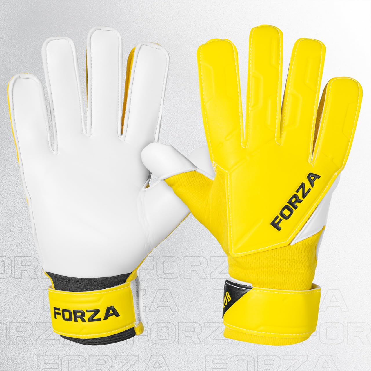 FORZA Club Goalkeeper Gloves [7 Sizes] - Adult & Kids Goalkeeping Gloves (Yellow, Size 8 (Small Adult))