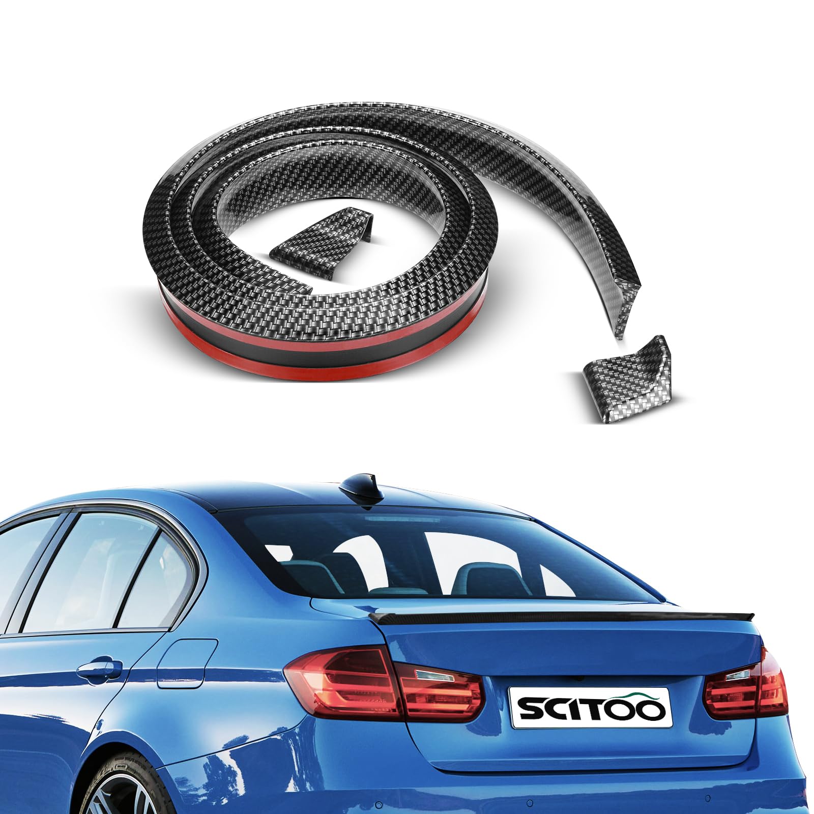 SCITOO Carbon Look Universal 59'' Rear Trunk Spoiler Wing