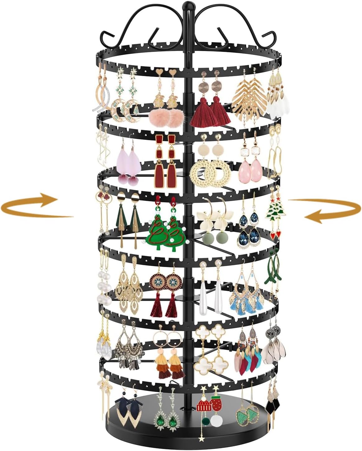 MODOWEY 6 Tier Rotating Earring Holder Organizer Stand,...