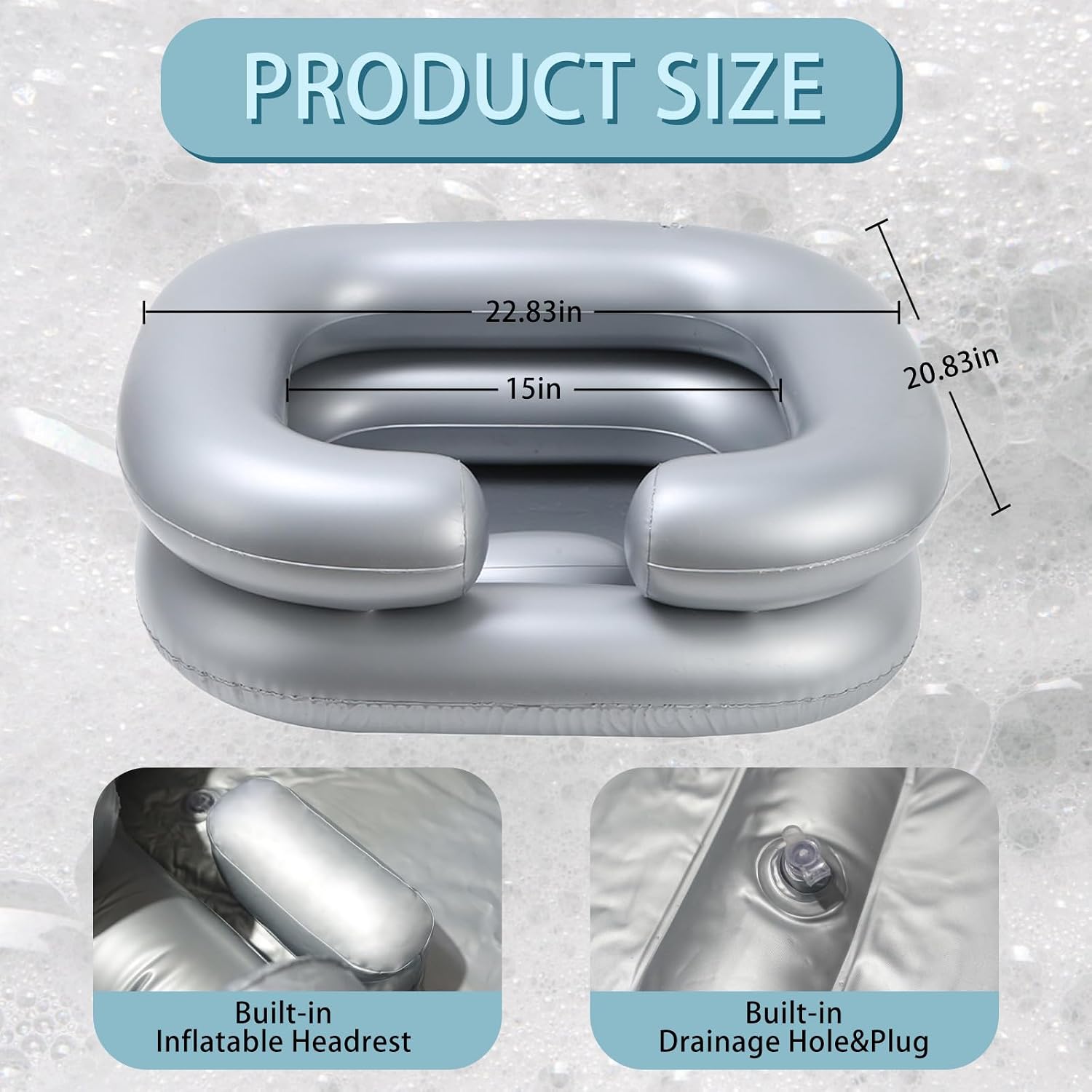 Inflatable Shampoo Basin - Portable Shampoo Bowl, Hair Washing Basin for Bedridden, Disabled, Injured, Hair Wash Tub for Dreadlocks and at Home Sink Washing Locs Detox