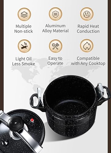 Miniatura 3 de Olla a presión de aleación de aluminio, a prueba de explosiones, gran capacidad, fácil apertura y cierre de interruptor, gas, inducción, compatible