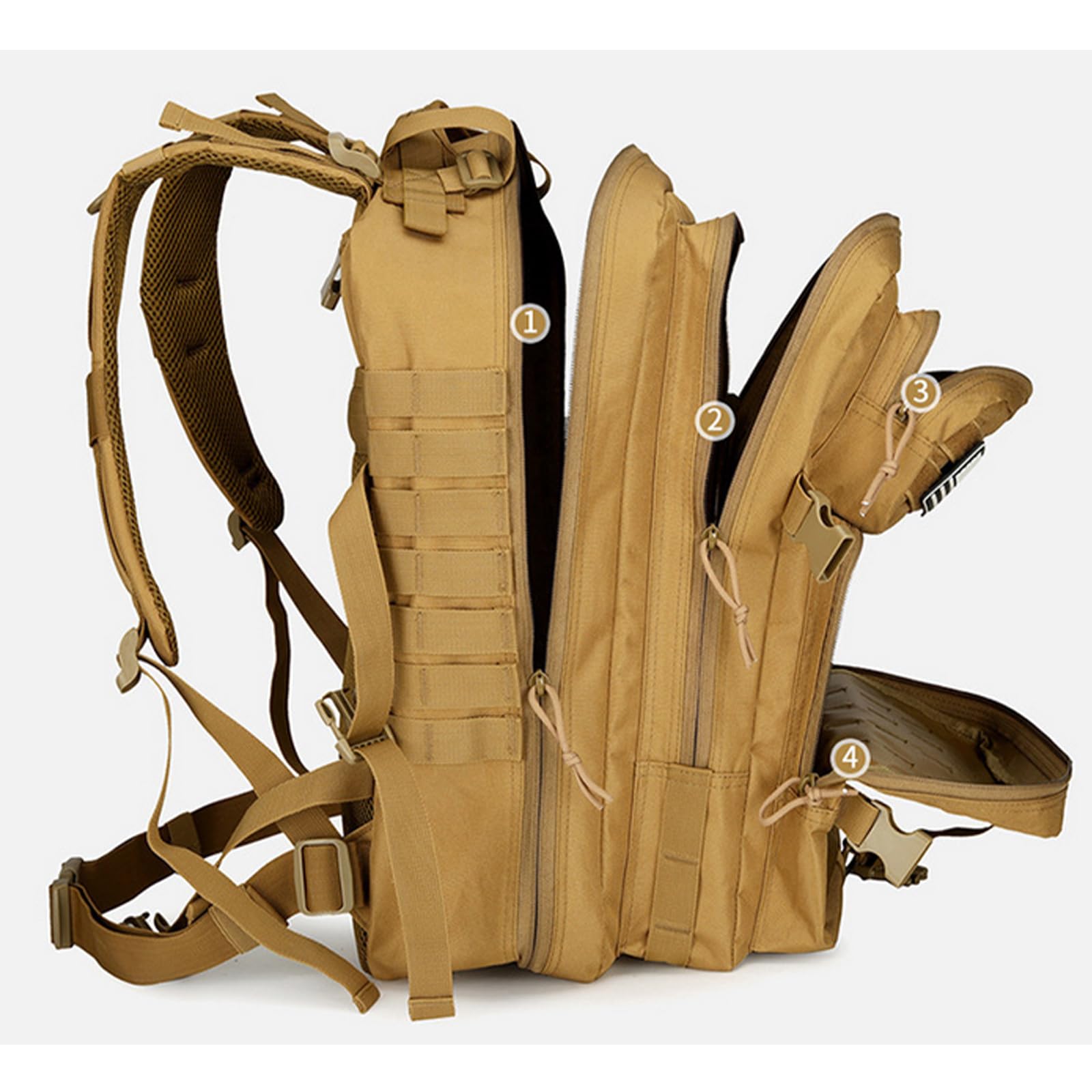 Zaino da Viaggio 45 Litri Capiente Zaino Militare Tattico da Uomo Impermeabile Multitasche Borsa Tattica da Trekking, Caccia (nero)