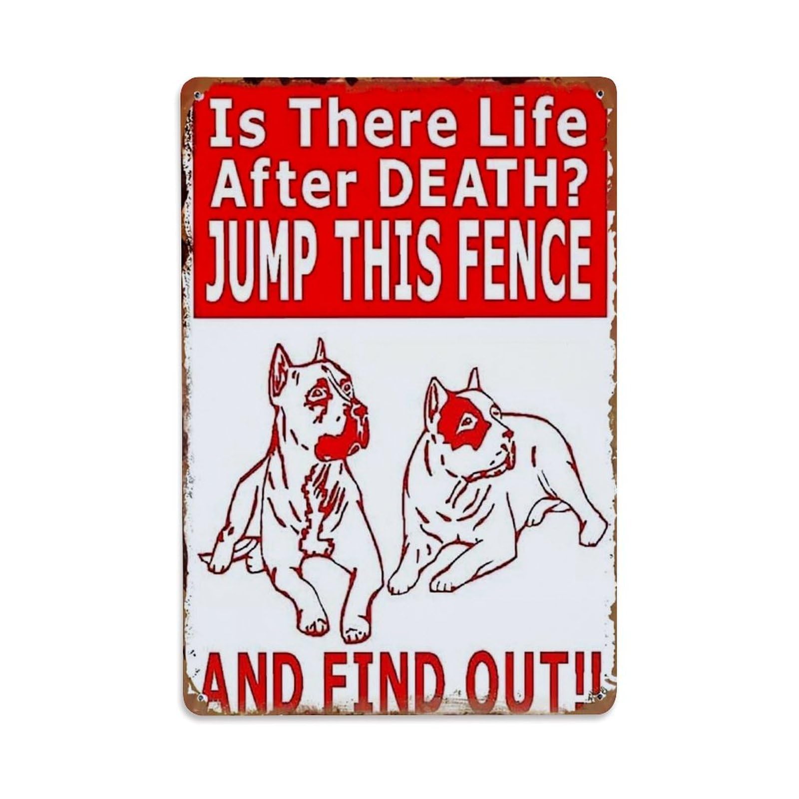 Warning Sign With Dogs Retro Metal Tin Sign, Vintage Metal Poster for home, Gaming Room, Studio Workshop,Bar,Garage Wall Art Decor 8x12 Inch