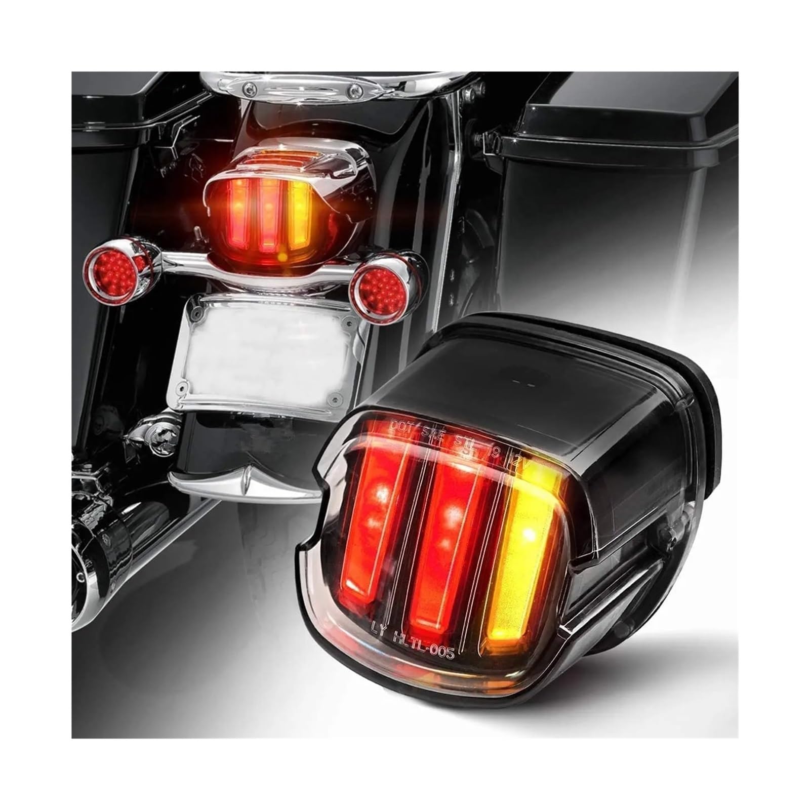 Feu Arrière Universel Moto Pour Touring Electra Glide Road Pour Softail Pour Sportster 883 48 Pour Dyna FLD Feu Arrière De Freinage Moto LED(D. Red)