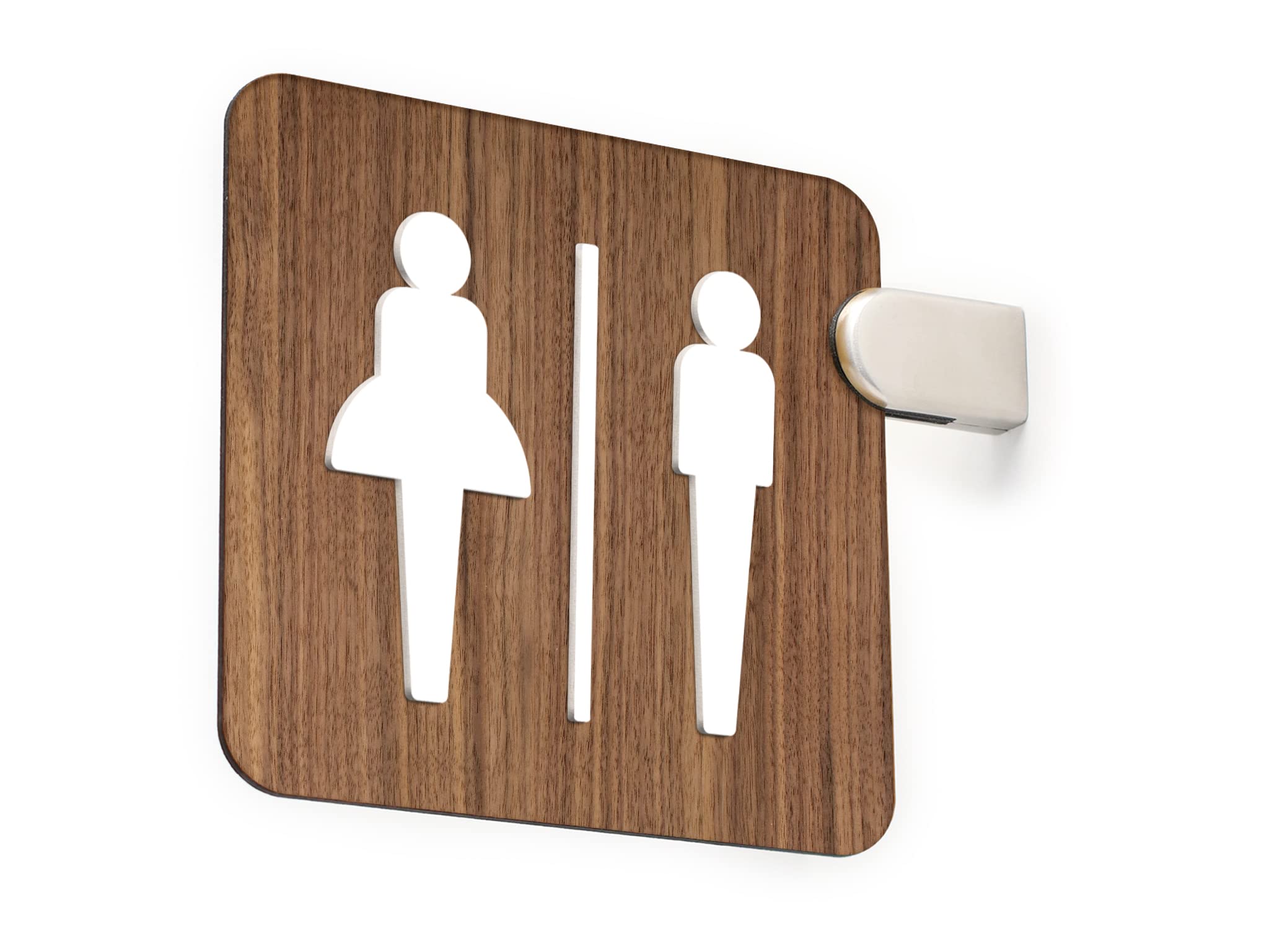 Signs - Letrero saliente de doble cara, en relieve (baño hombres y mujeres, restroom, toilette) Placa de señalización de WC con soporte mural para pasillos y salas (Modern)