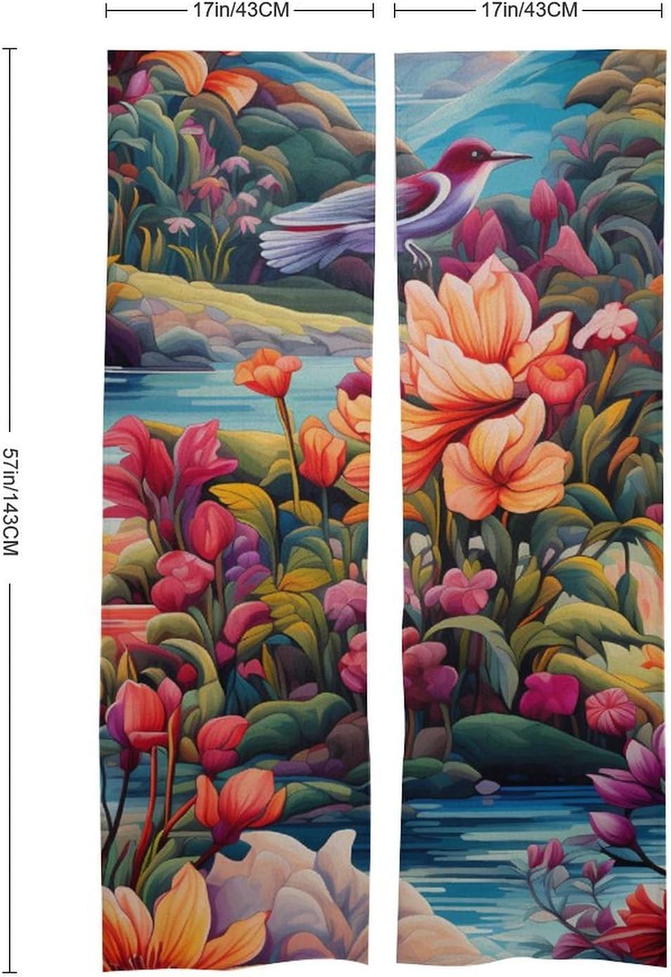 Flowers with Birds Door Curtain Blackout Door Cover Curtains Door Screen for Home Accessories