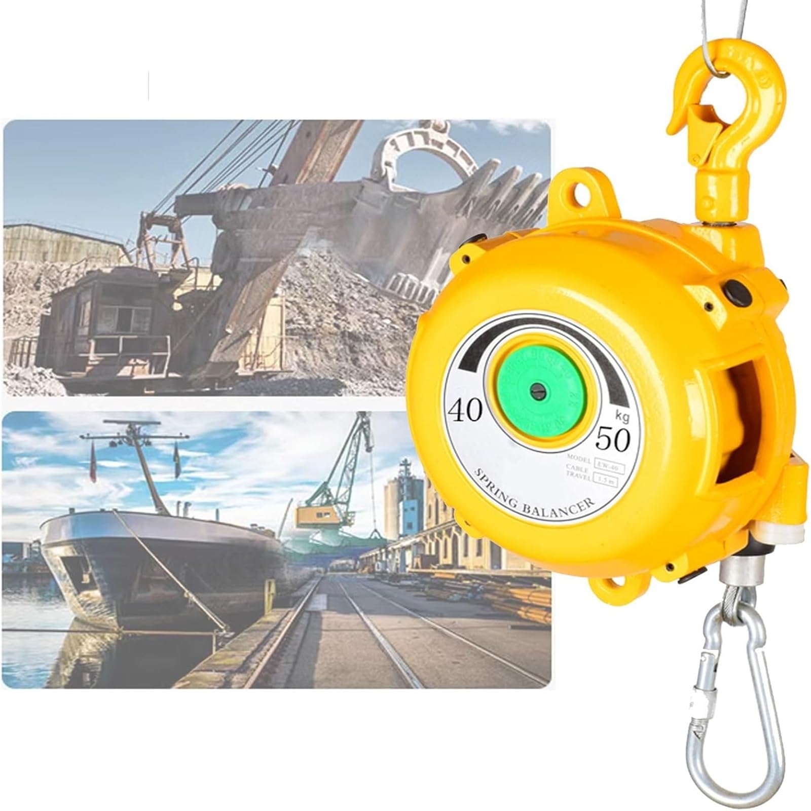 HYQOUKLR Telescopic Spring Balancer, Spring Balancer Aluminum Retractable 1.5m Wire Rope Adjustable Tension 3-200kg(50kg)