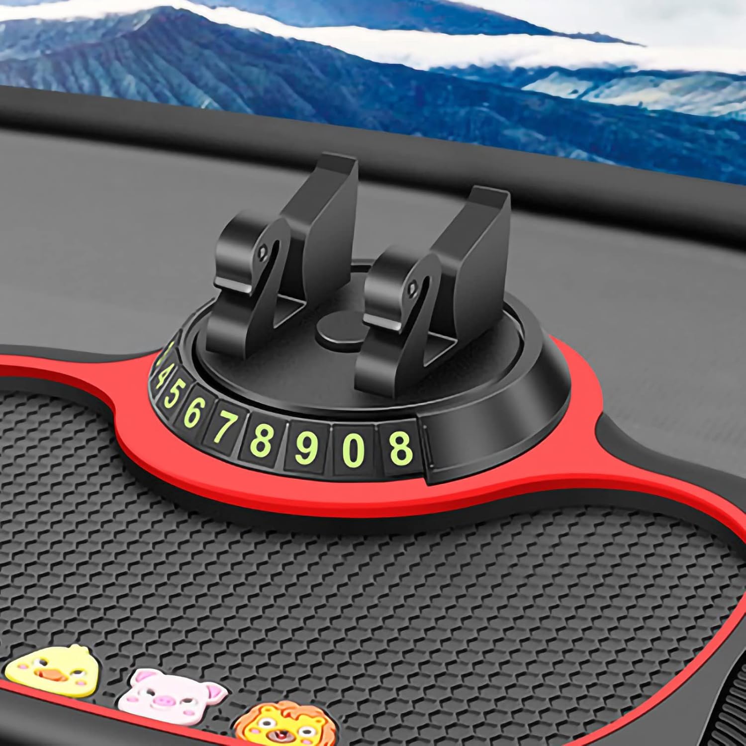 Semme Multifunctional Cartoon Car Phone Mat Mount Holder for Keys Cell Phone Glasses Non Slip Design ((Cartoon) Non Slip Pad and Holder)
