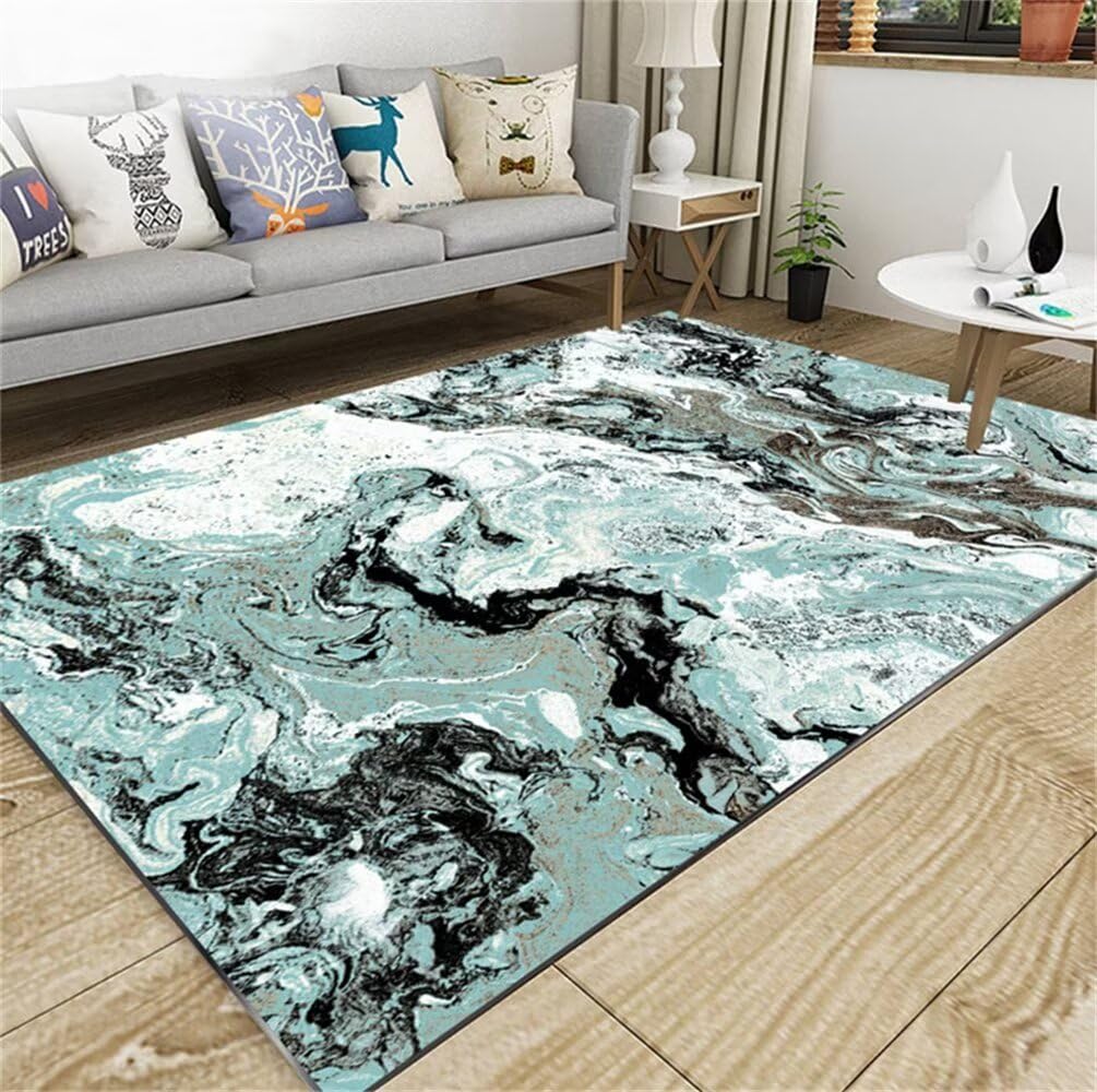 Tapis vinyl pour chambre ado bleu et design abstrait 70x140cm ultra résistant et fin