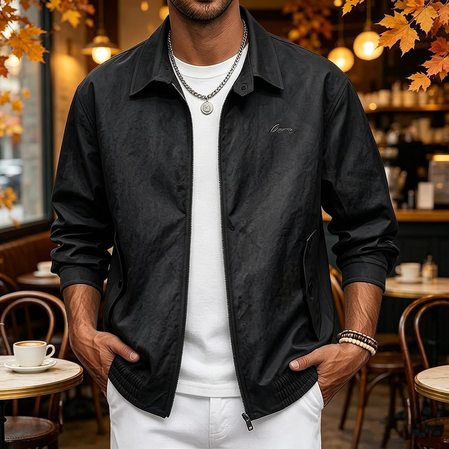 Men's Jacket Lightweight Full Zip Casual Business | Men's Lightweight Jackets Light Windbreaker Full Zip Casual Business Jacket Fall Golf Work Coat with Zip Pockets