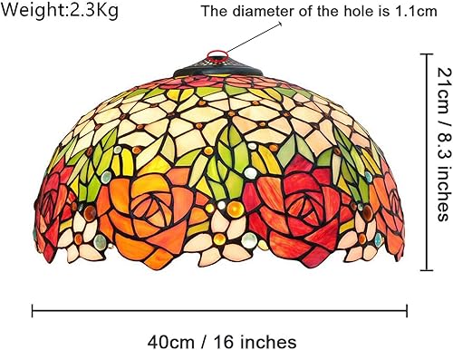 Miniatura 5 de Pantalla de repuesto estilo Tiffany de 16 pulgadas, color rosa, solo para lámparas de pie, lámparas de mesa, lámparas colgantes