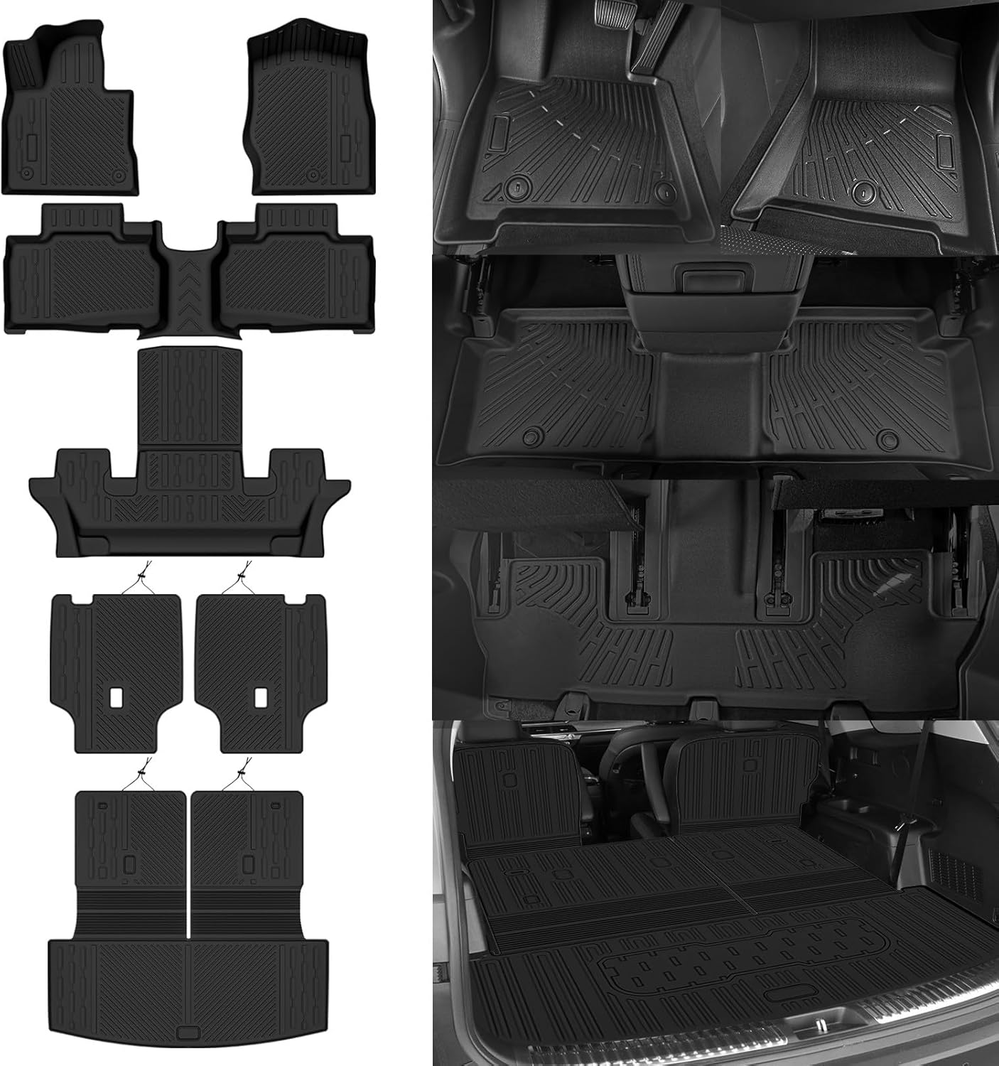 All Weather Floor Mats Fit for Ford Explorer (6 Seats) 2020-2025 Floor Mats & Cargo Mat with Backrest Mats & 2nd Row Backrest Mats Replacement for Ford Explorer Accessories