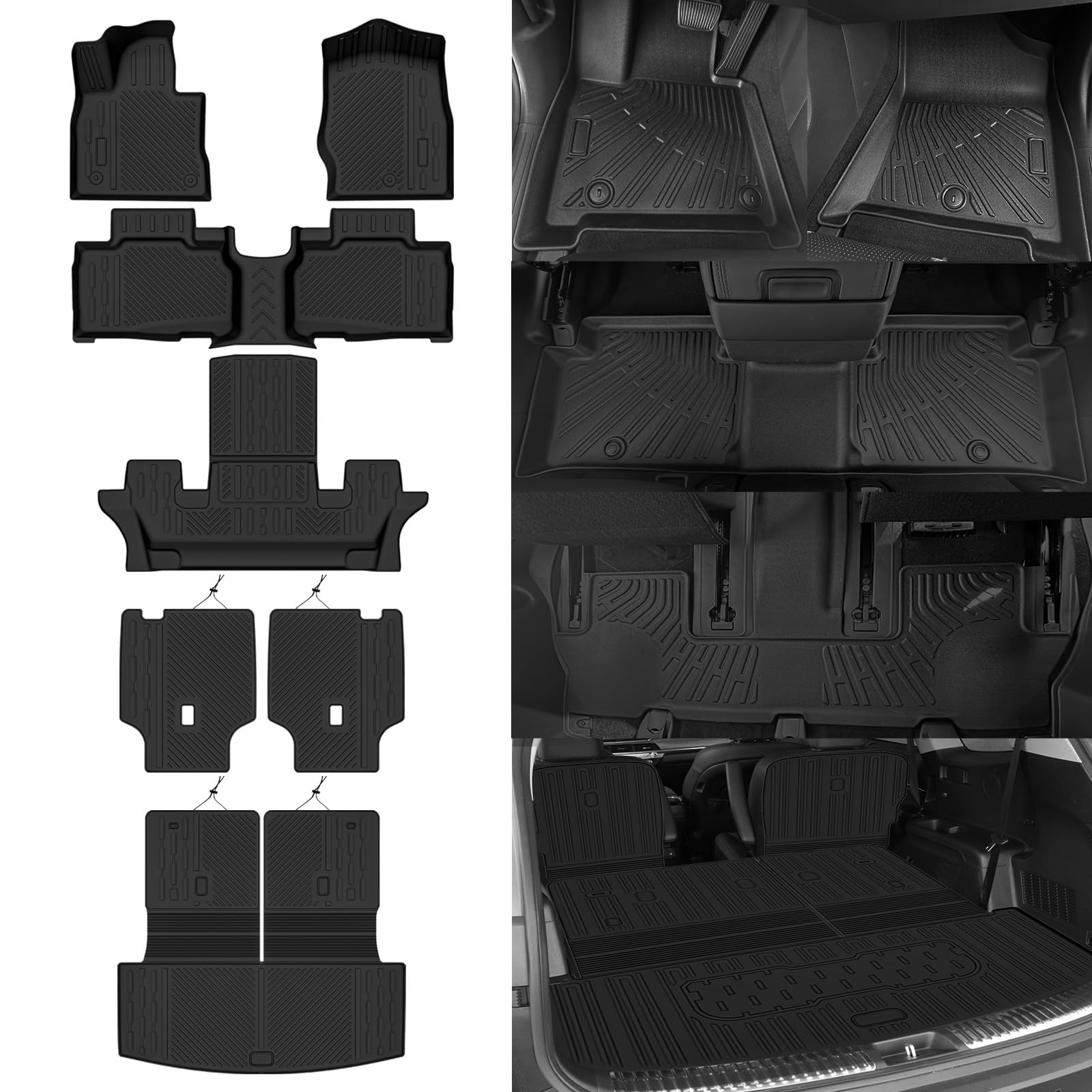 NQOQN All Weather Floor Mats Fit for Ford Explorer 6 Seats 2020-2025 2026 Floor Mats Cargo Mat with