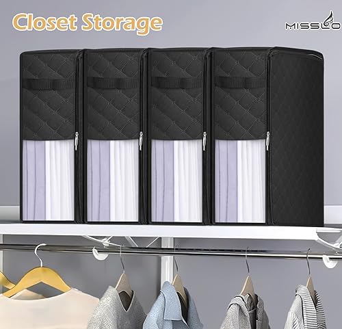 Miniatura 6 de MISSLO Organizador de sábanas y almacenamiento de sábanas tamaño Queen/King, paquete de 4 organizadores de lino con ventana transparente, bolsas de