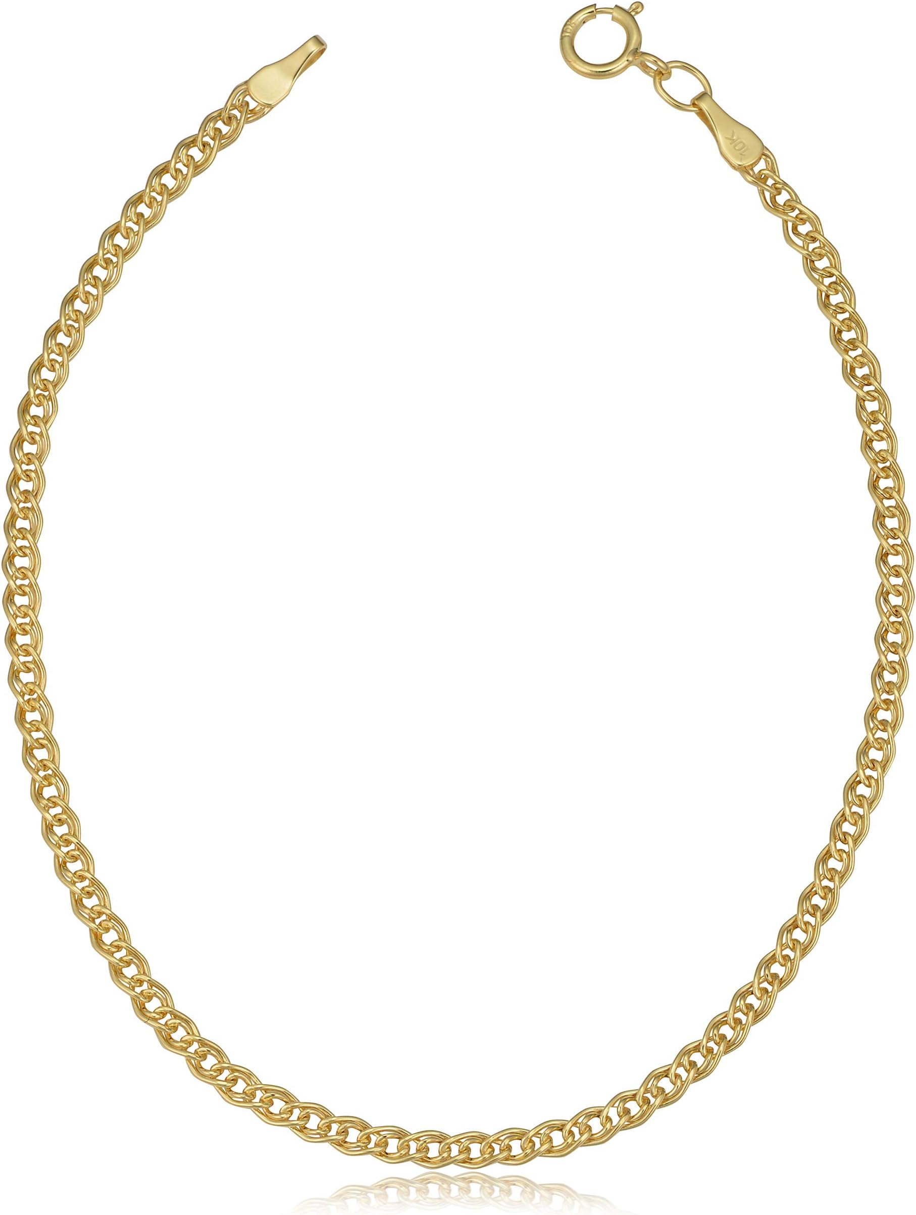 Womens Contemporary Hollow Inner Link Bracelet - 10k Gold Chain, 7 Inch