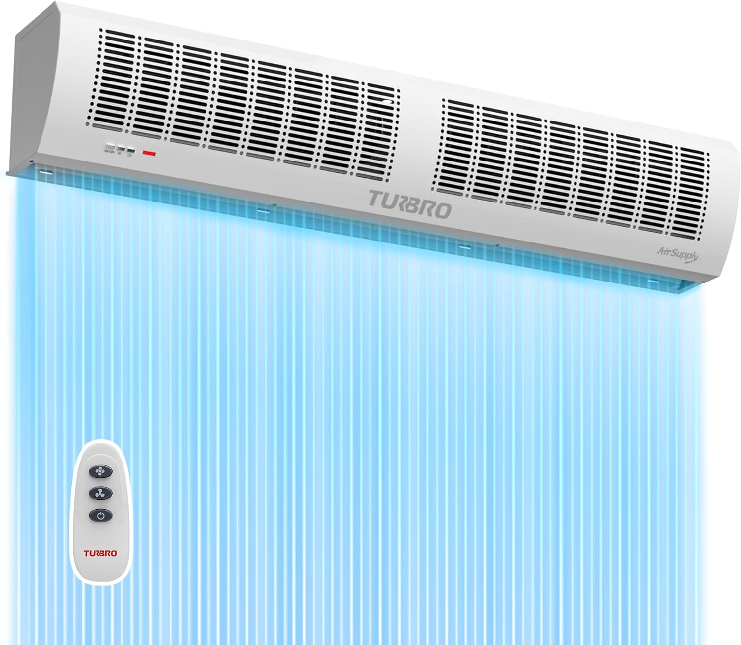 TURBRO 48-Inch Air Curtain Fan, Wall-Mounted Commercial Air Door with Magnetic Switch, 1530 CFM, Heavy-Duty Indoor Over Door Fan for Energy Efficiency, Dust, and Insect Control