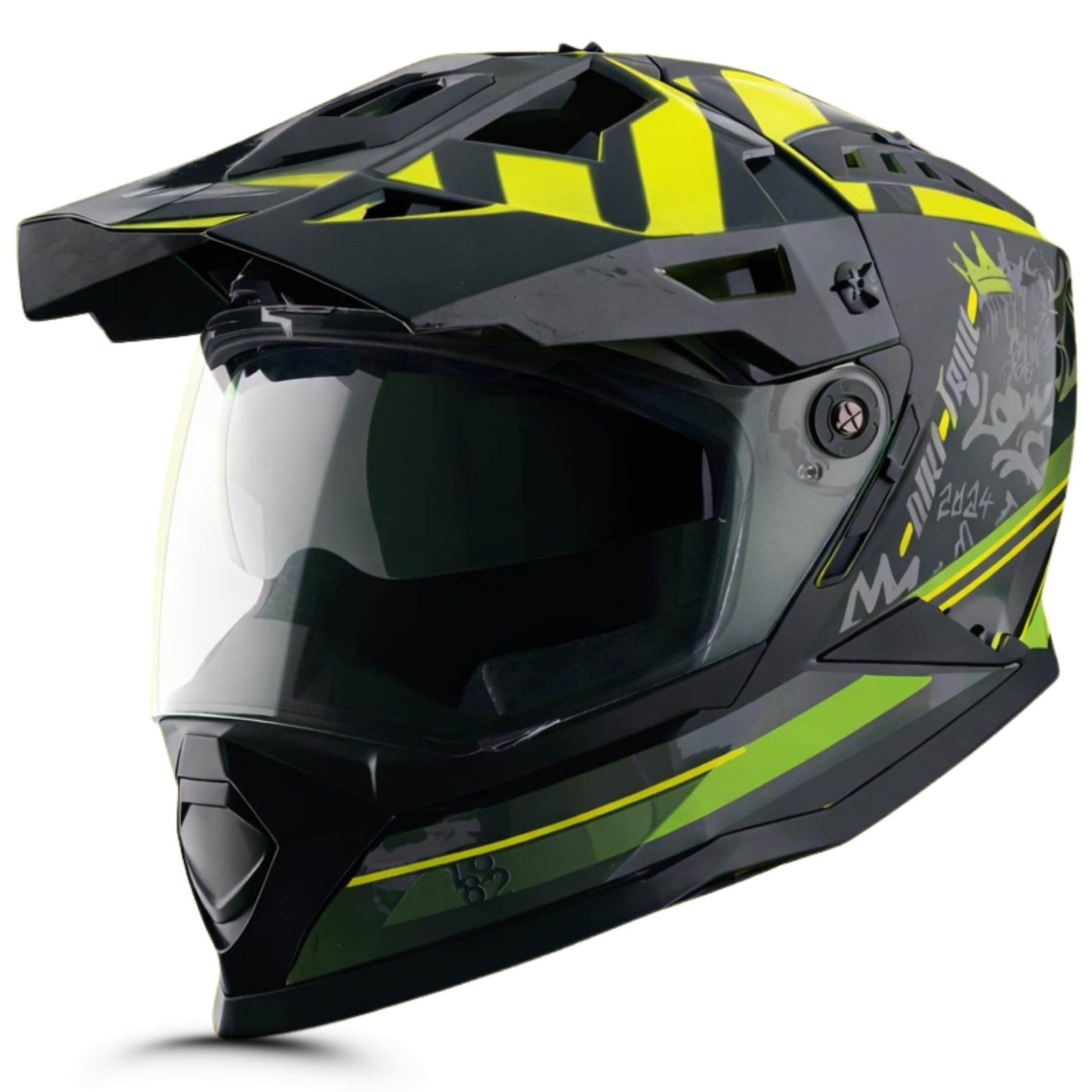 Vega VF 11 Dirt-X Trial Full Face Riding Helmet Black Neon Yellow - Image 1